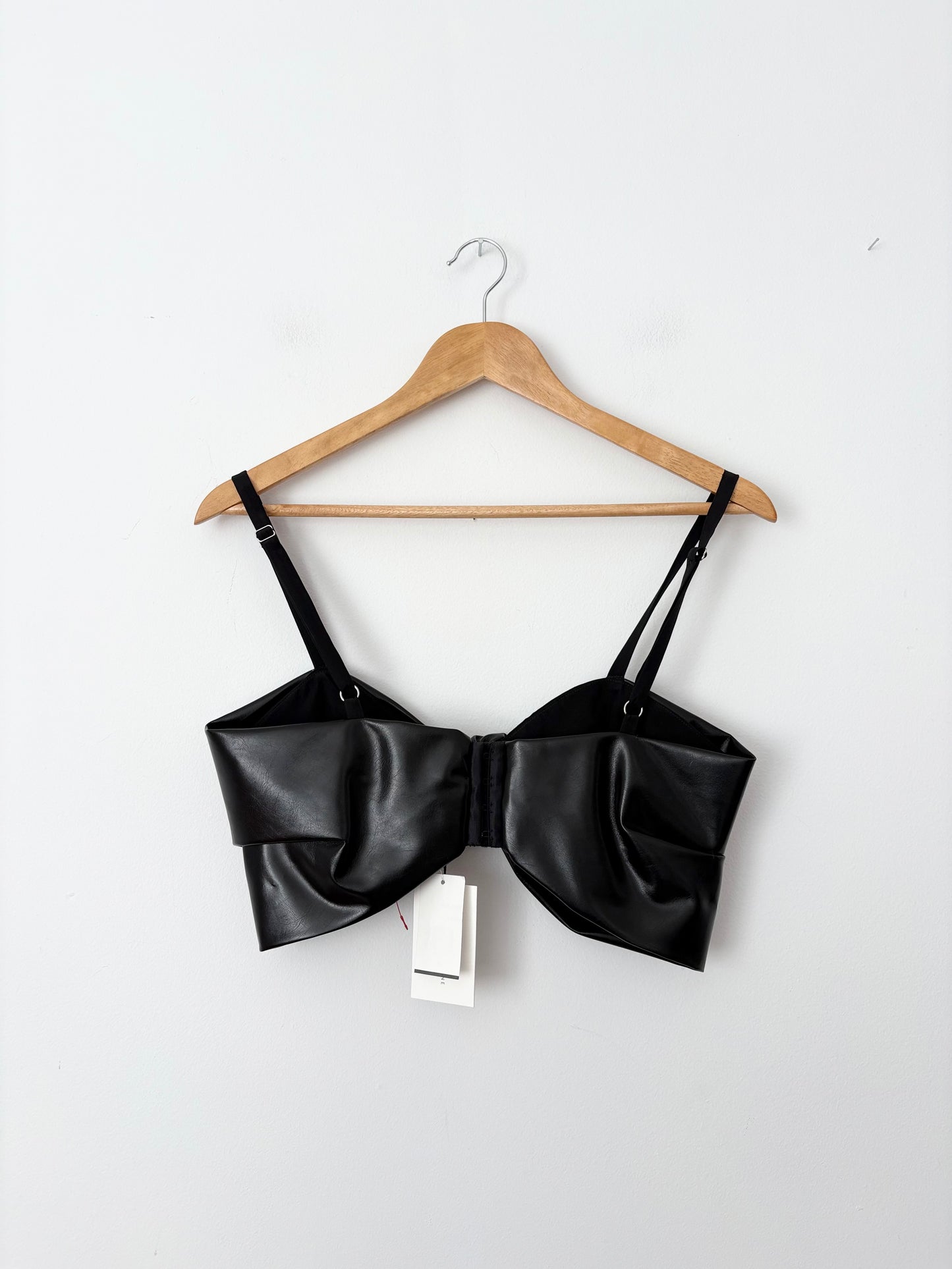Brassière torsadée en cuir vegan doublée de soie Marina Moscone S/M