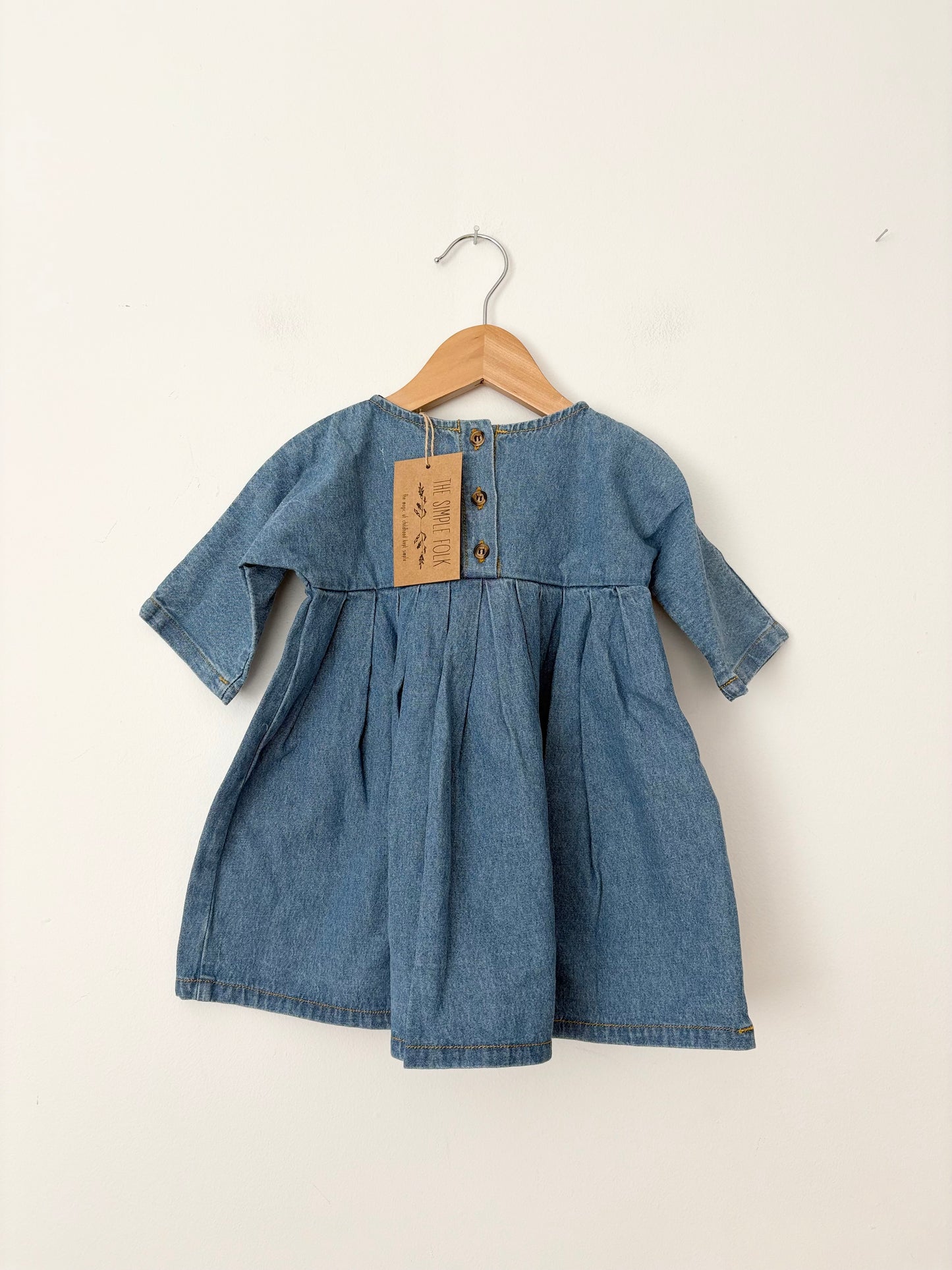 The simple folk denim dress 9-12 months