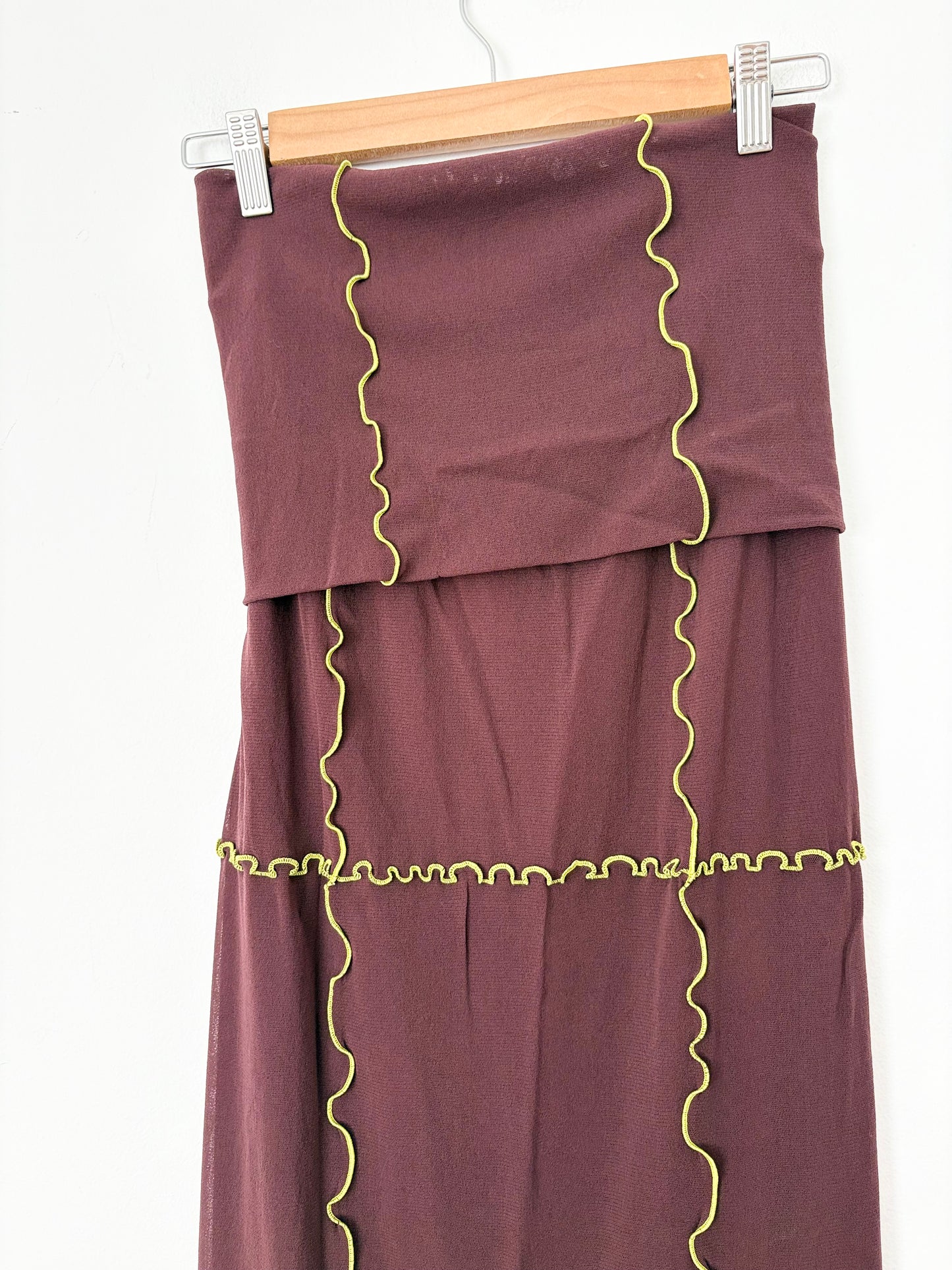 Marina Moscone foldover tubino mesh skirt XS-M