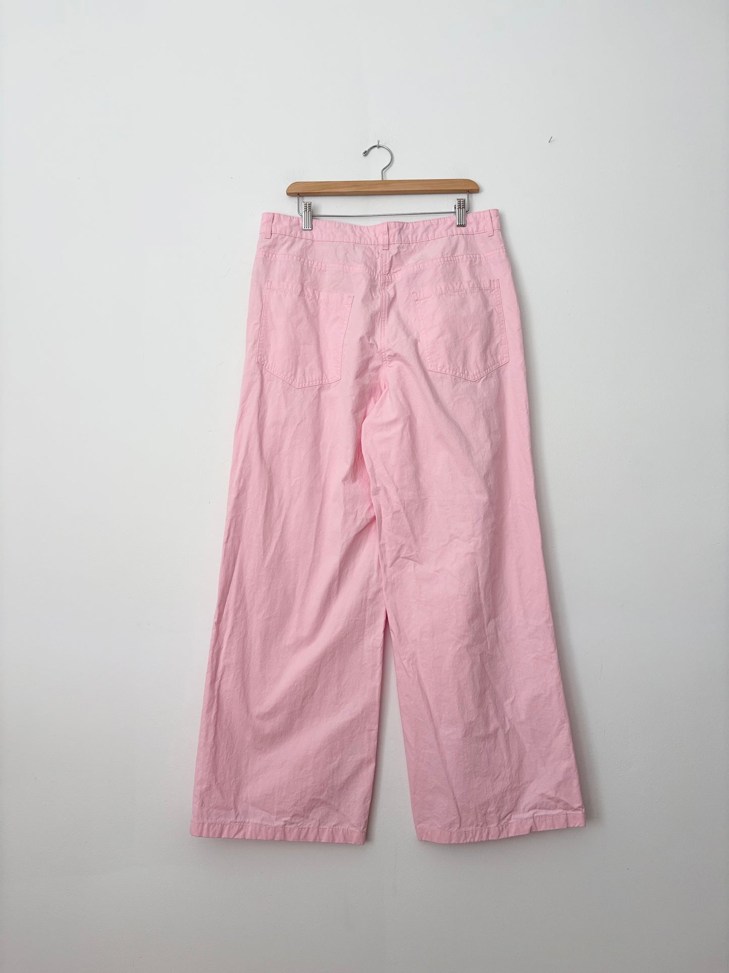 Zara pink cotton poplin wide leg trousers W32/33