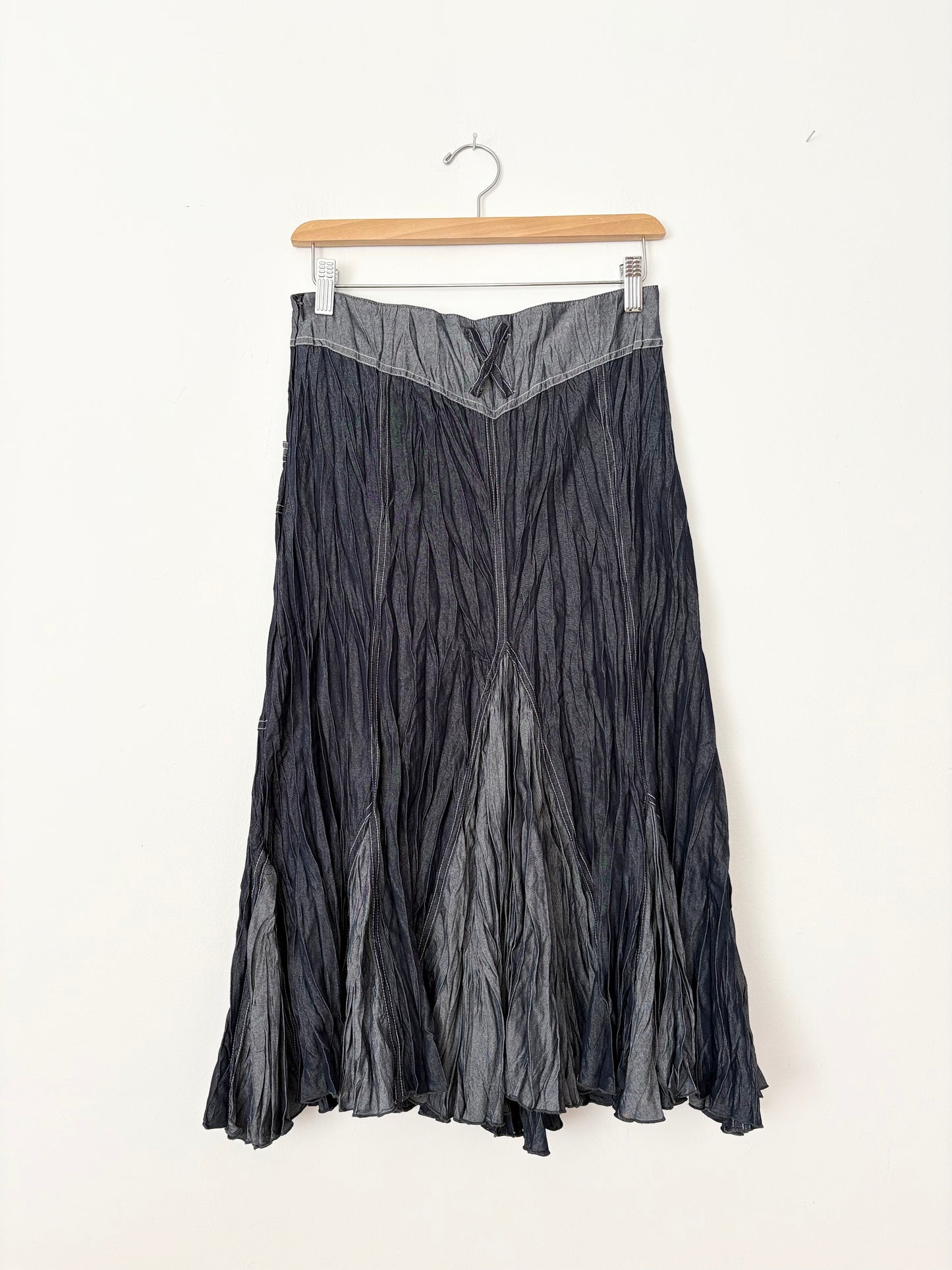Jupe midi vintage taille basse froissée XS-M