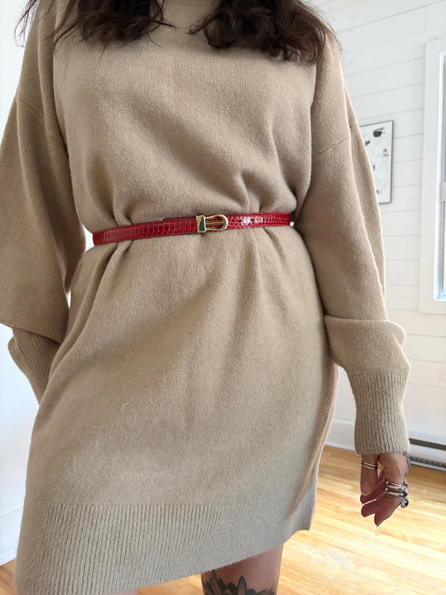 Vintage reptile leather belt XS-M