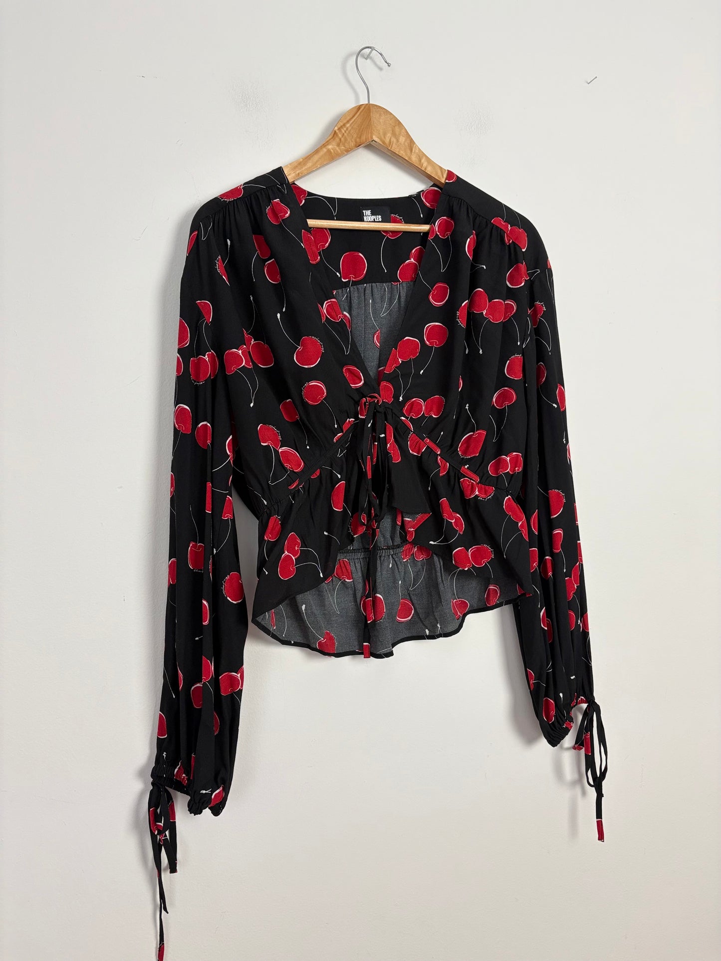 The kooples cherry printed crop blouse M/L