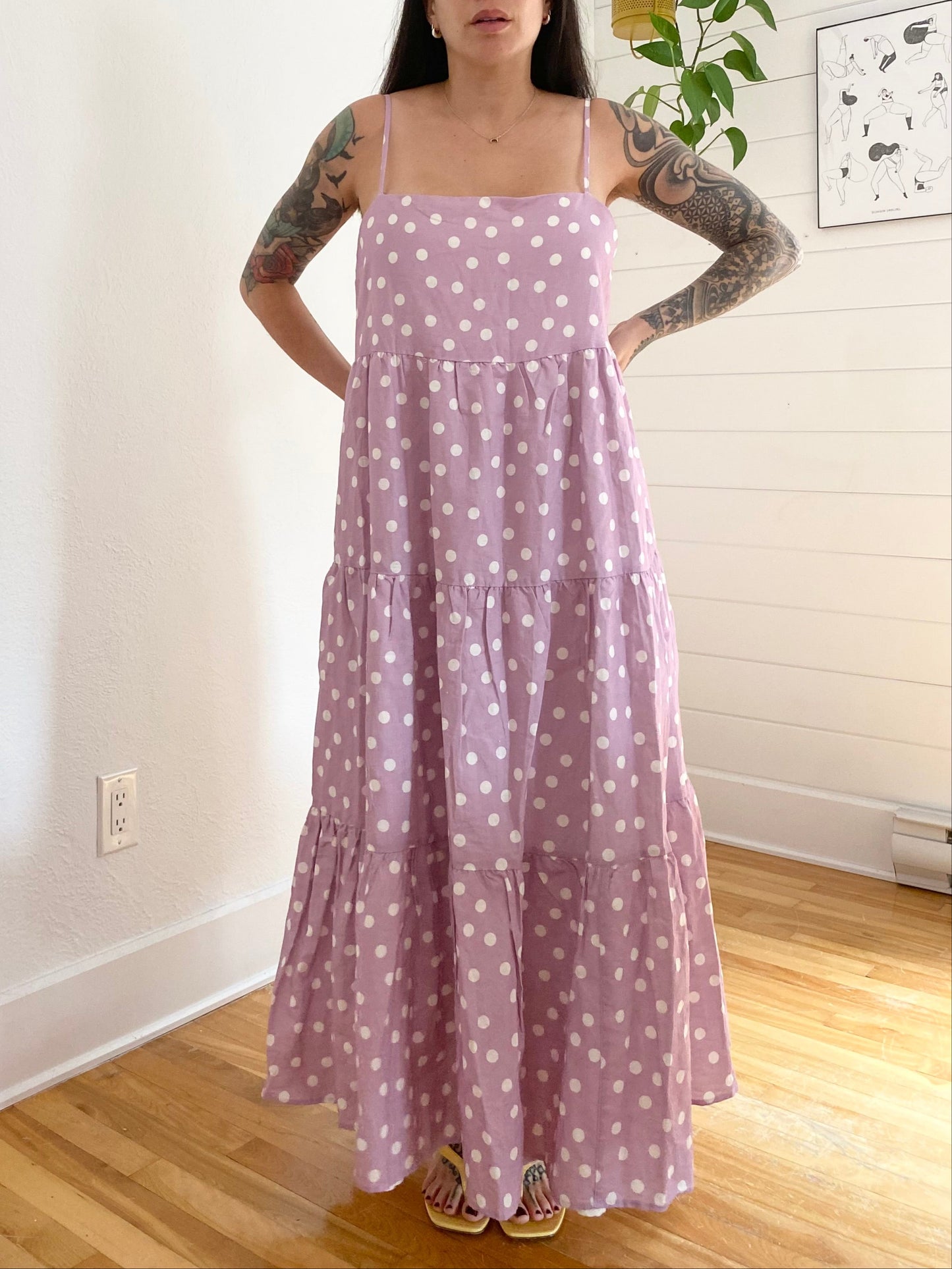 Charlie Holiday Isabella linen blend Maxi dress M/L