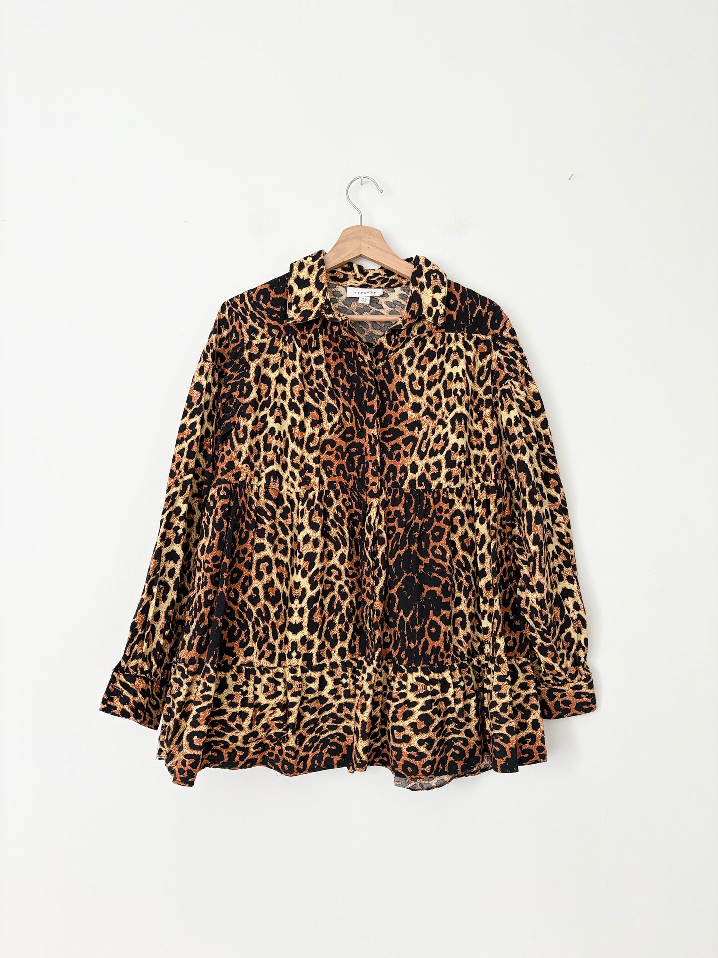 Topshop leopard tiered blouse M/L