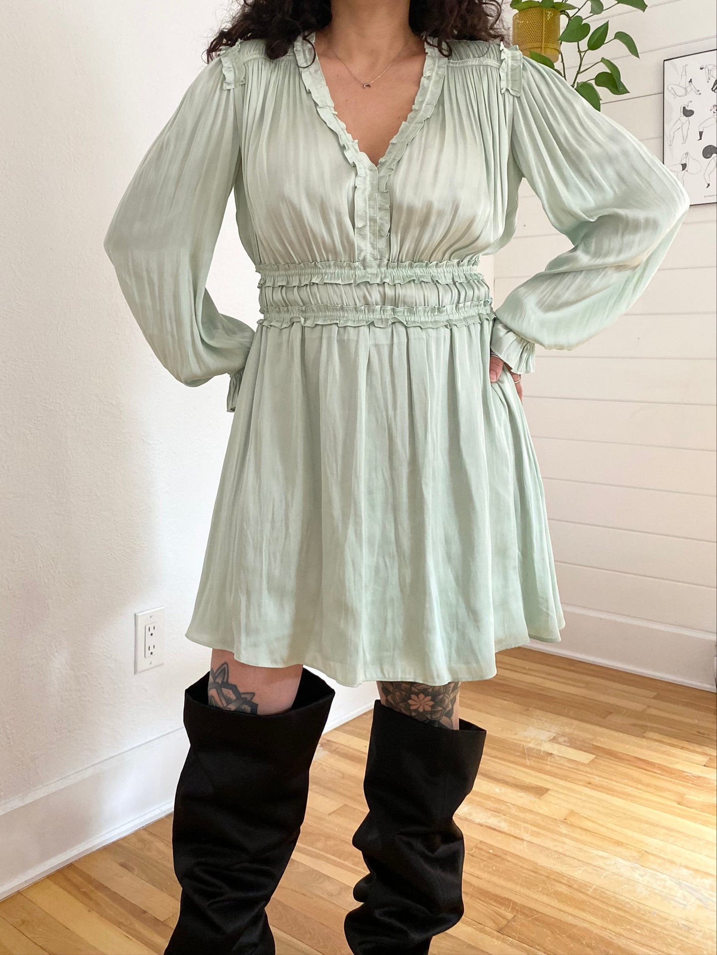 The kooples pleated flowy mini dress Medium