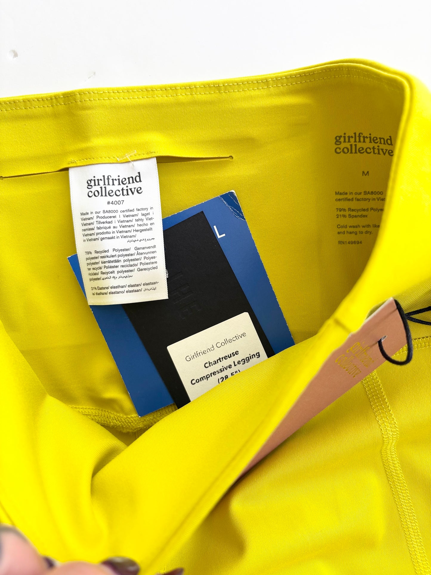 Girlfriend collective chartreuse compression leggings Medium
