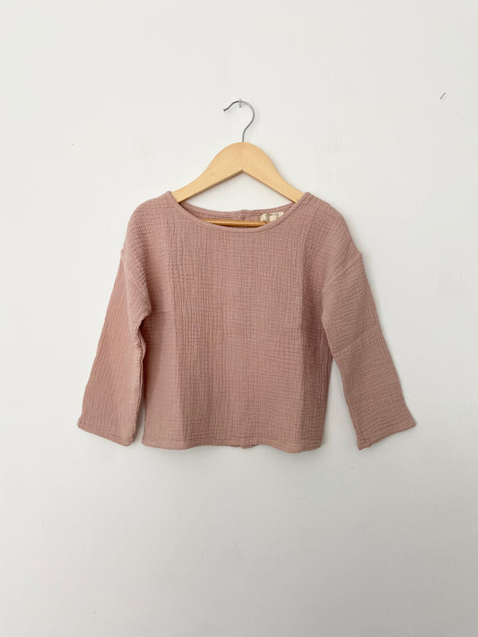 The simple folk button back top 3/4Y