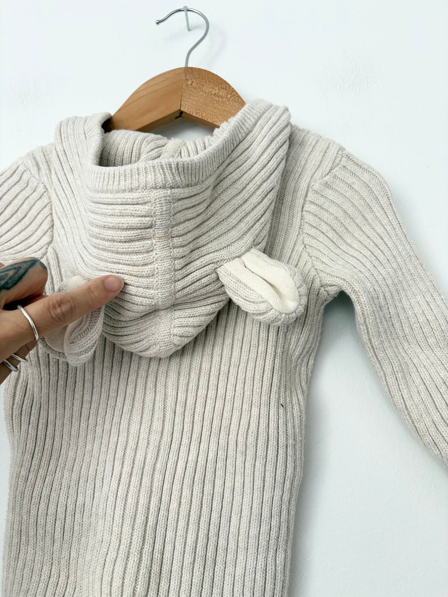 Hanna Anderson knit bear onesie 6-12 months