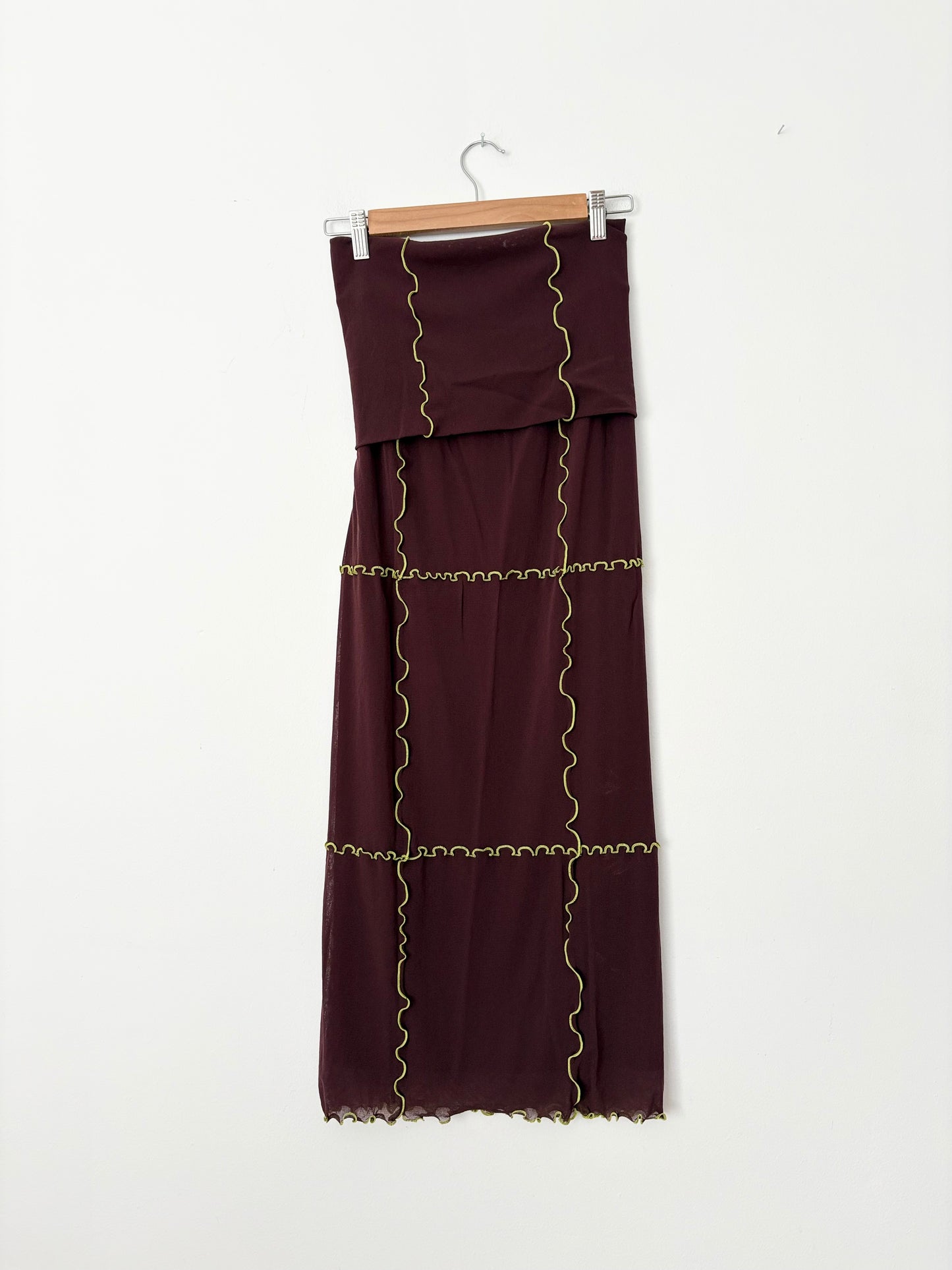 Marina Moscone foldover tubino mesh skirt XS-M