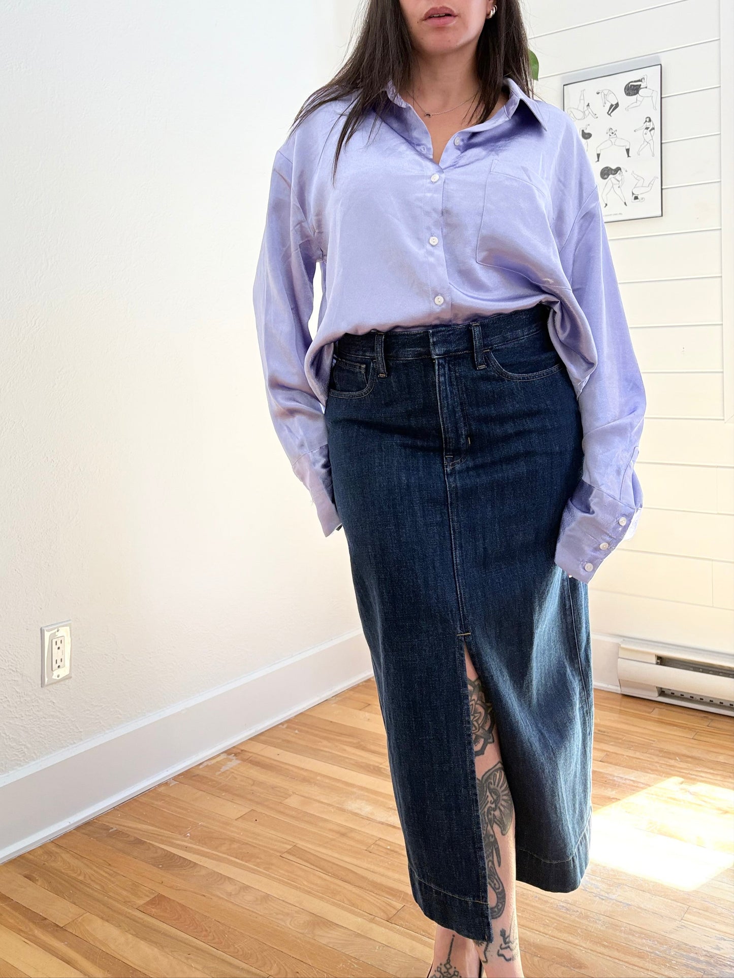 J.Crew denim midi skirt W29
