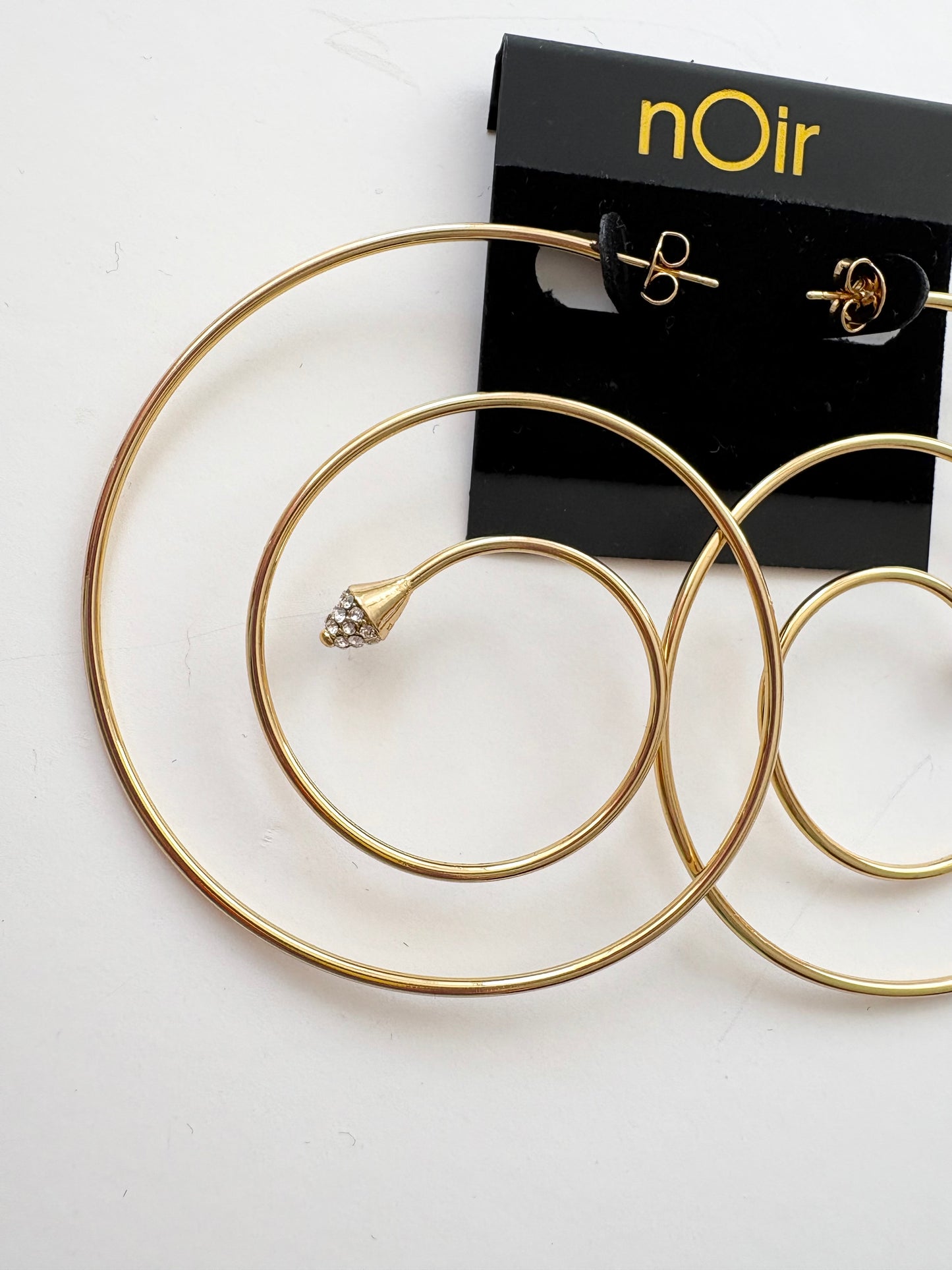Noir NYC Cindy Spiral Hoop Pave Pyramid Earrings