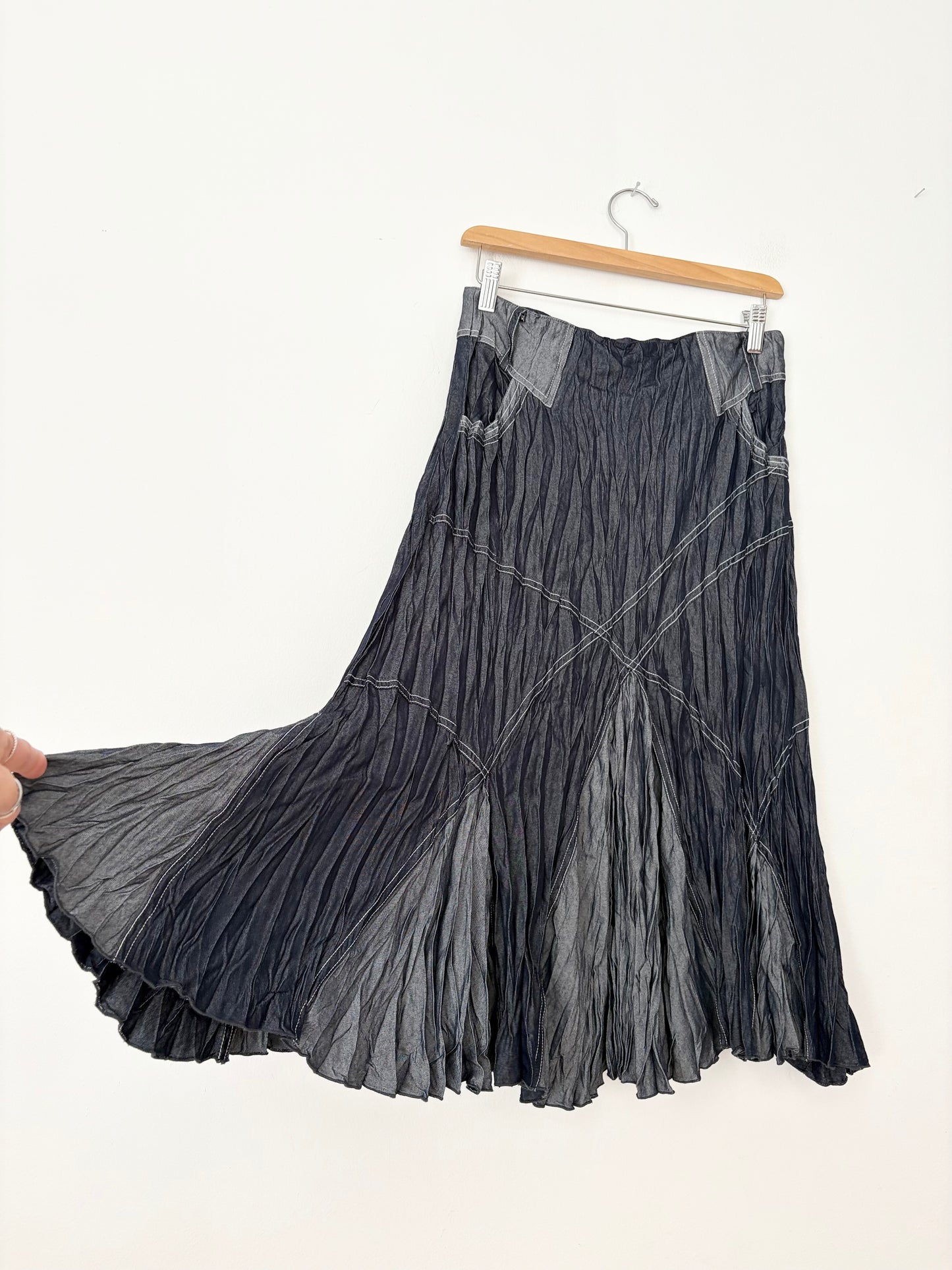 Jupe midi vintage taille basse froissée XS-M