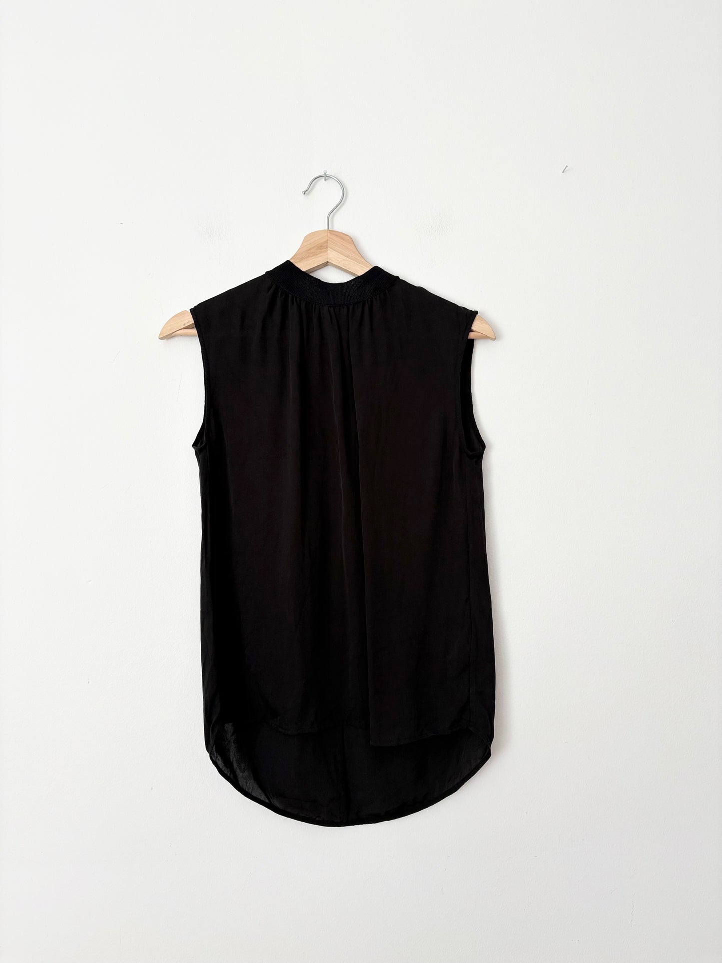 Vince rib trim silk shell Small