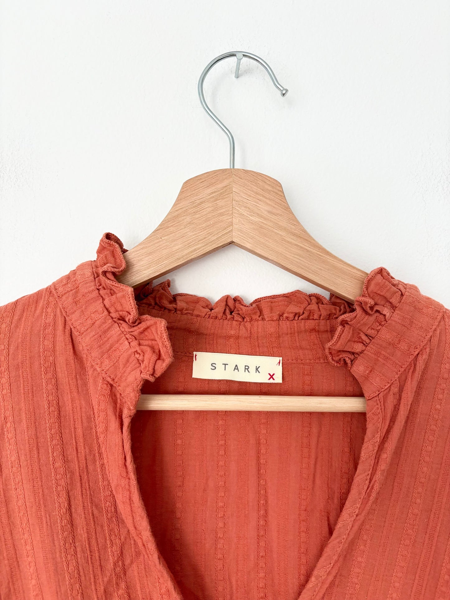 Stark X ruffle collar smocked blouse Small