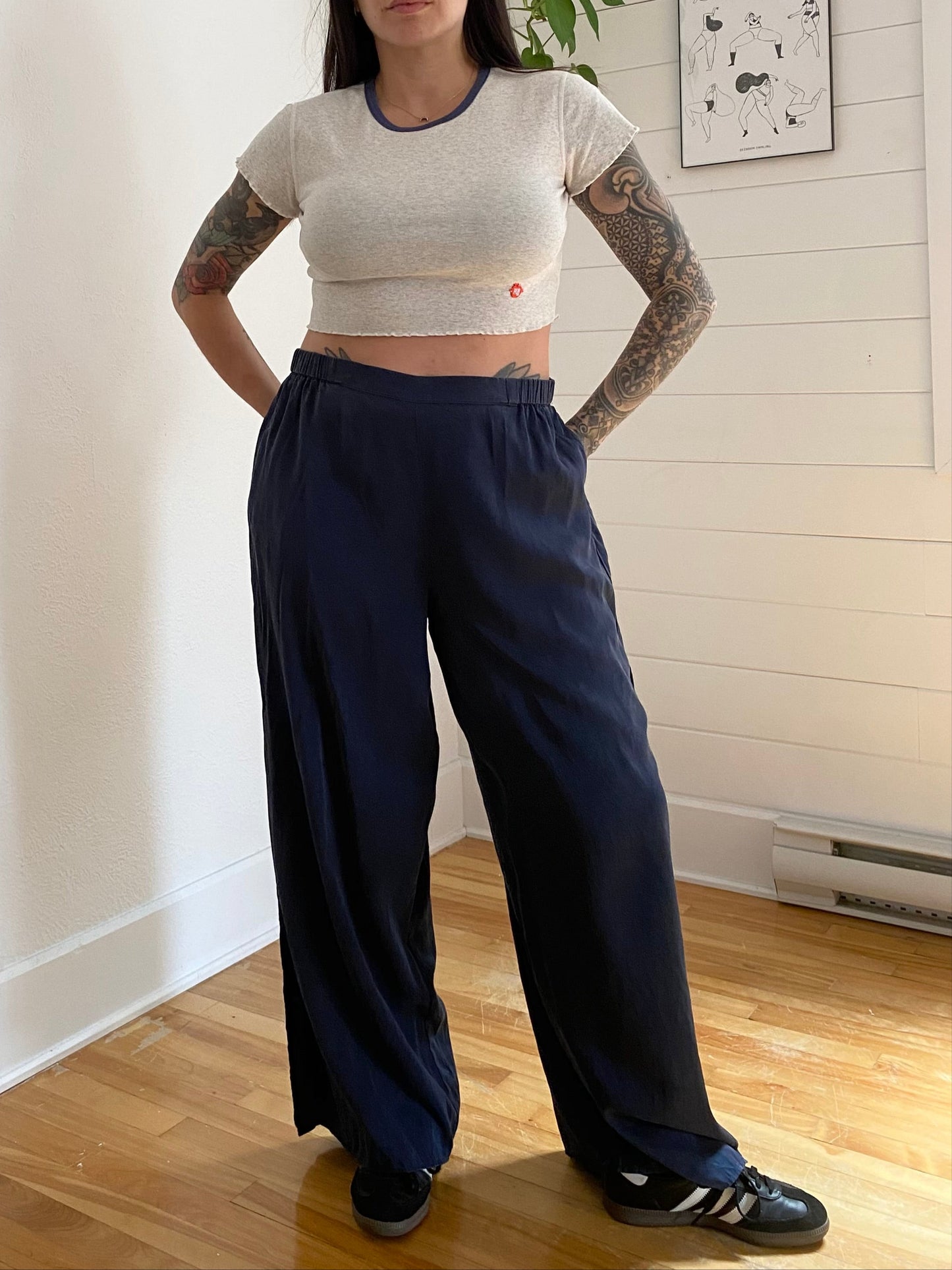 Pantalon large en soie Quince Large