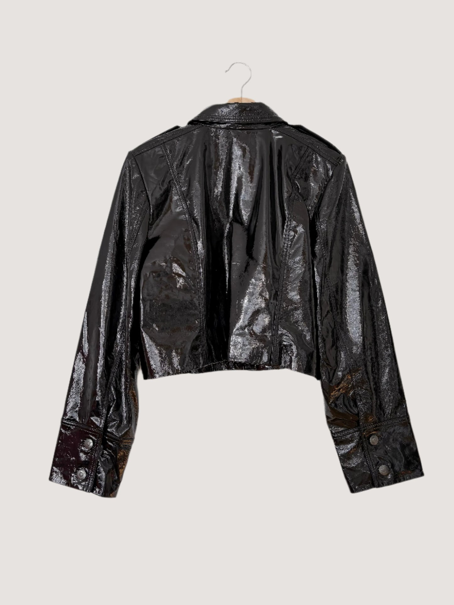 Veste utilitaire courte en cuir verni Lita by Ciara XL