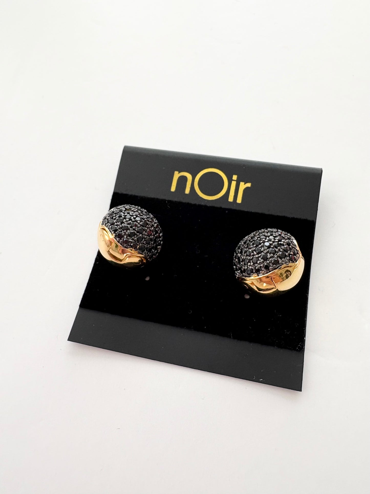 Noir NYC helmet CZ gold plated earrings