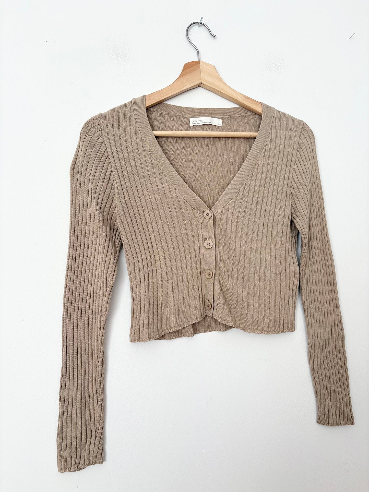 Oak + Fort ribbed crop cardigan XS