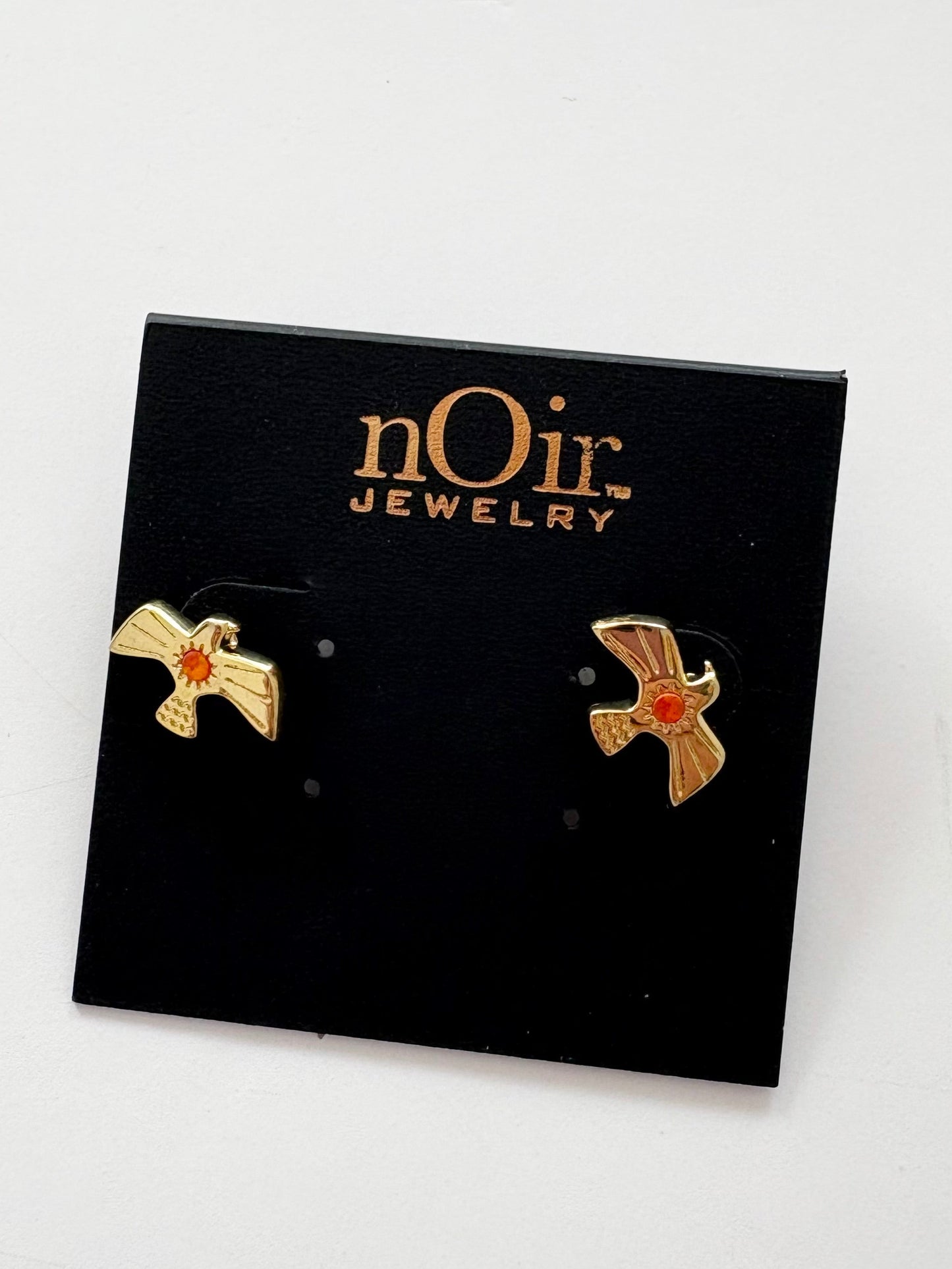 Noir NYC gold plated bird earrings