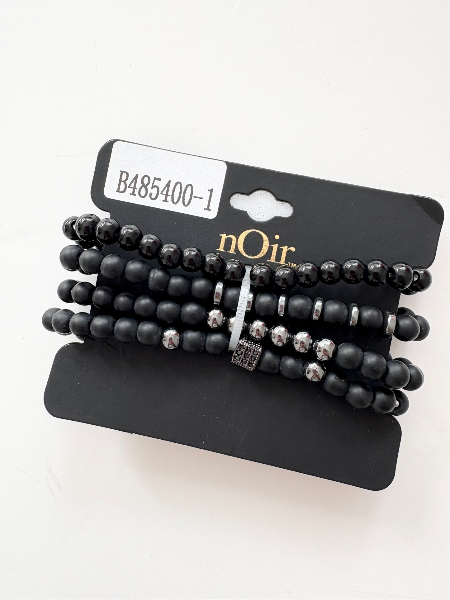 Noir NYC beaded bracelet stack