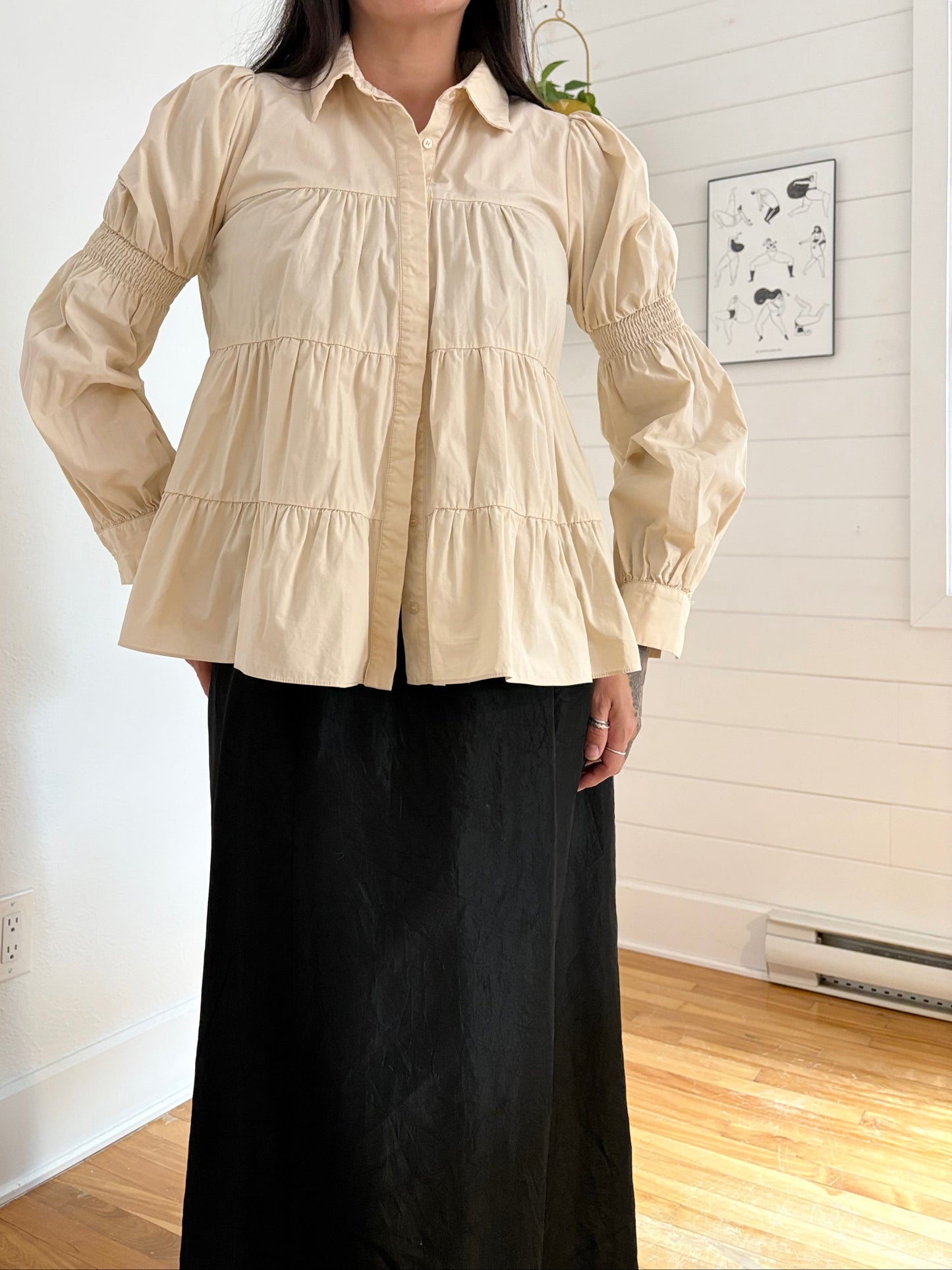 En saison tiered button up blouse Small