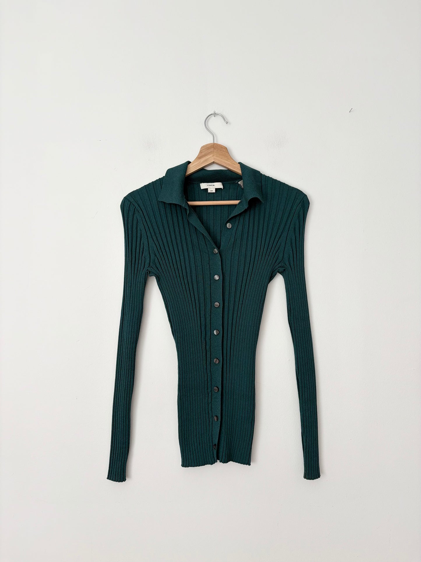 Vince ribbed long sleeve button up cardigan Medium