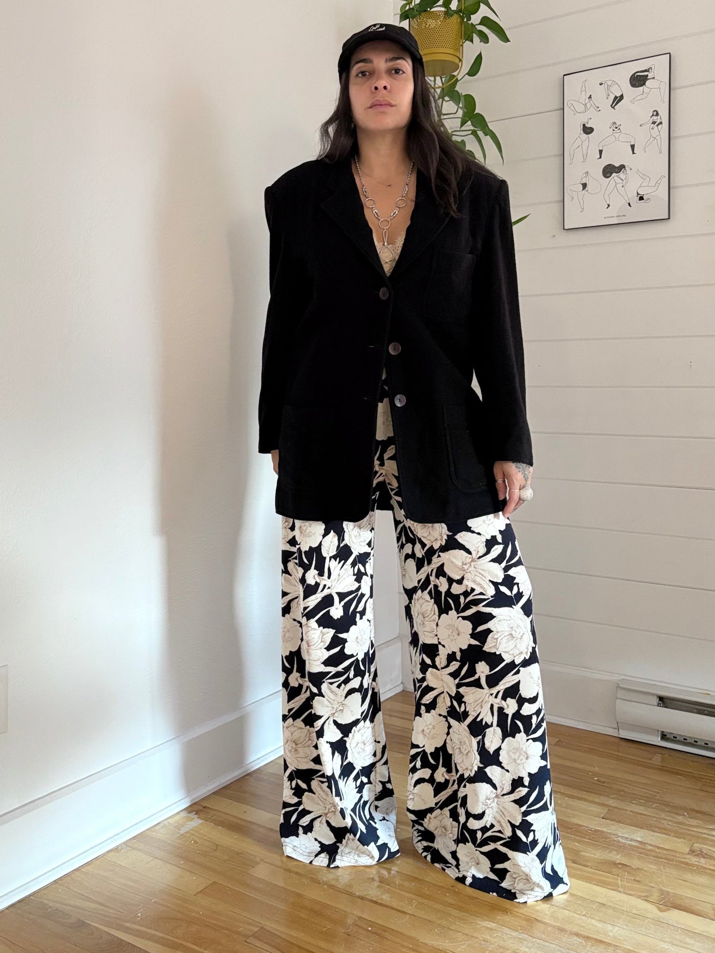 Vintage floral wide leg pants M/L