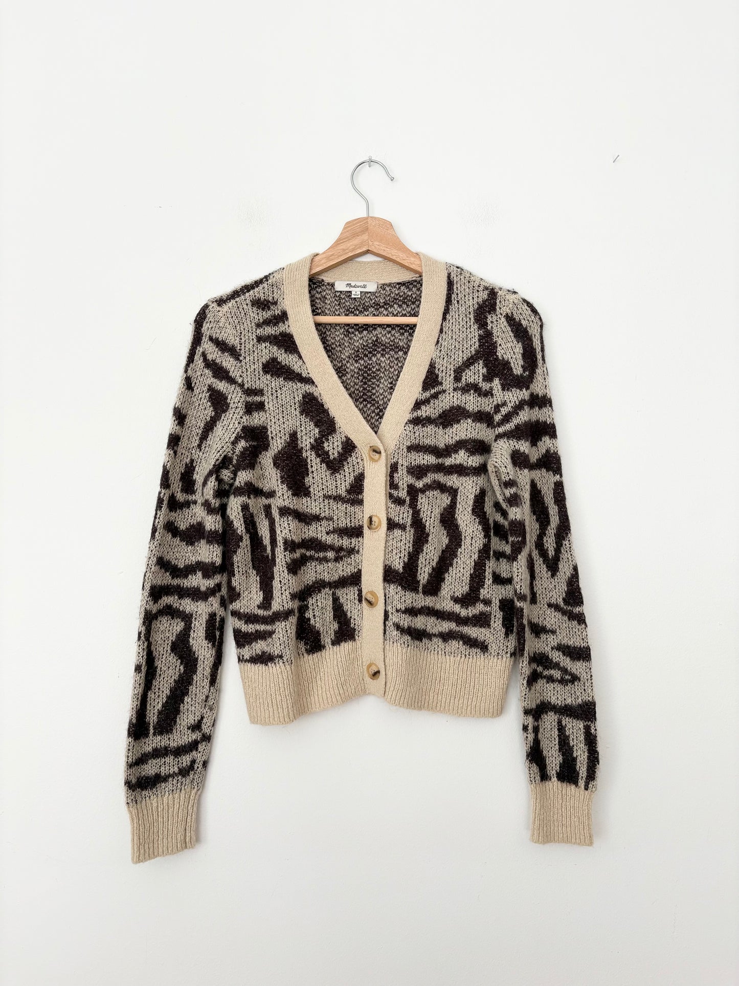 Madewell alpaca blend animal print cardigan Small