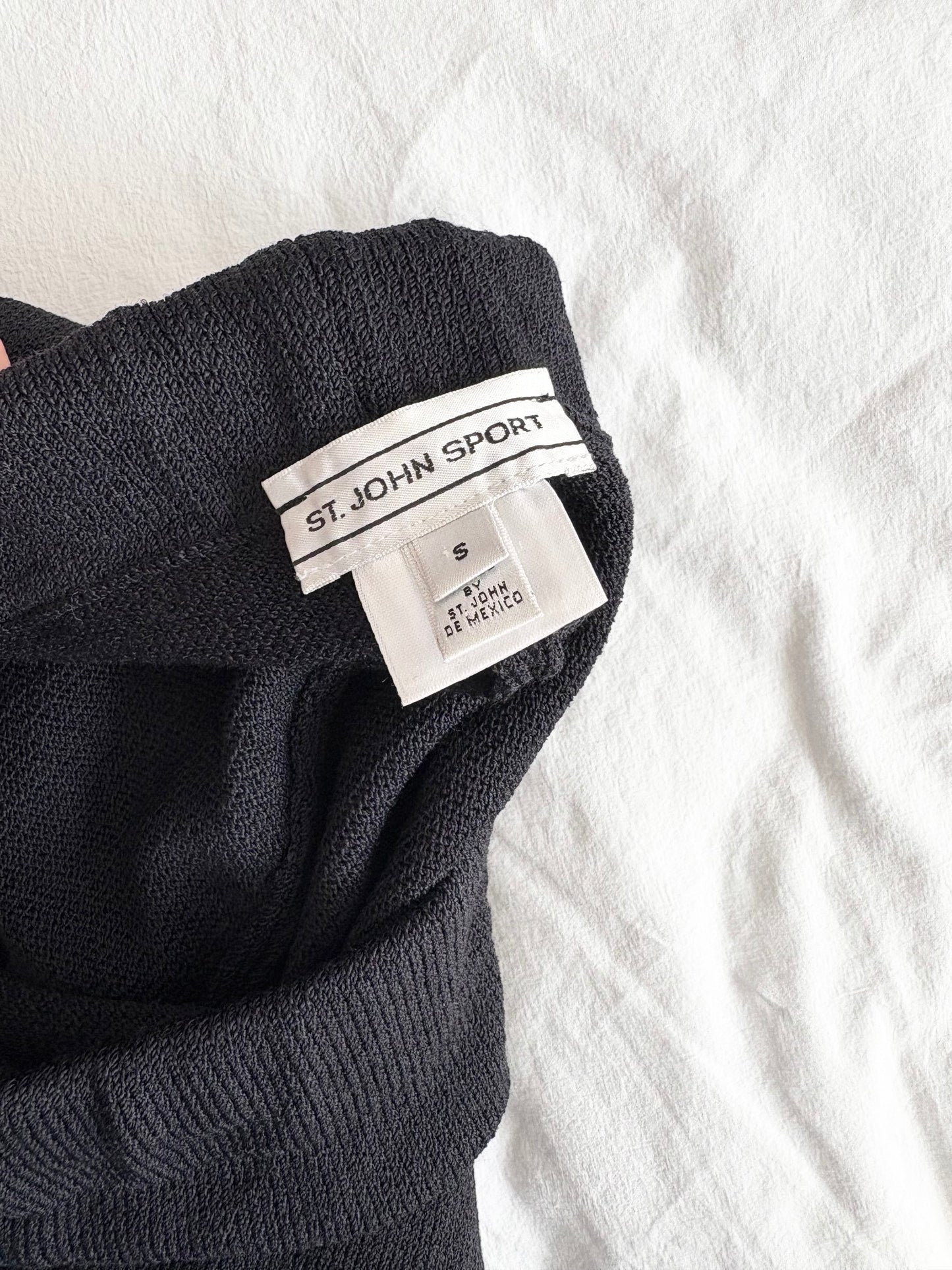 Pantalon en tricot de laine à rayures latérales St John S/M