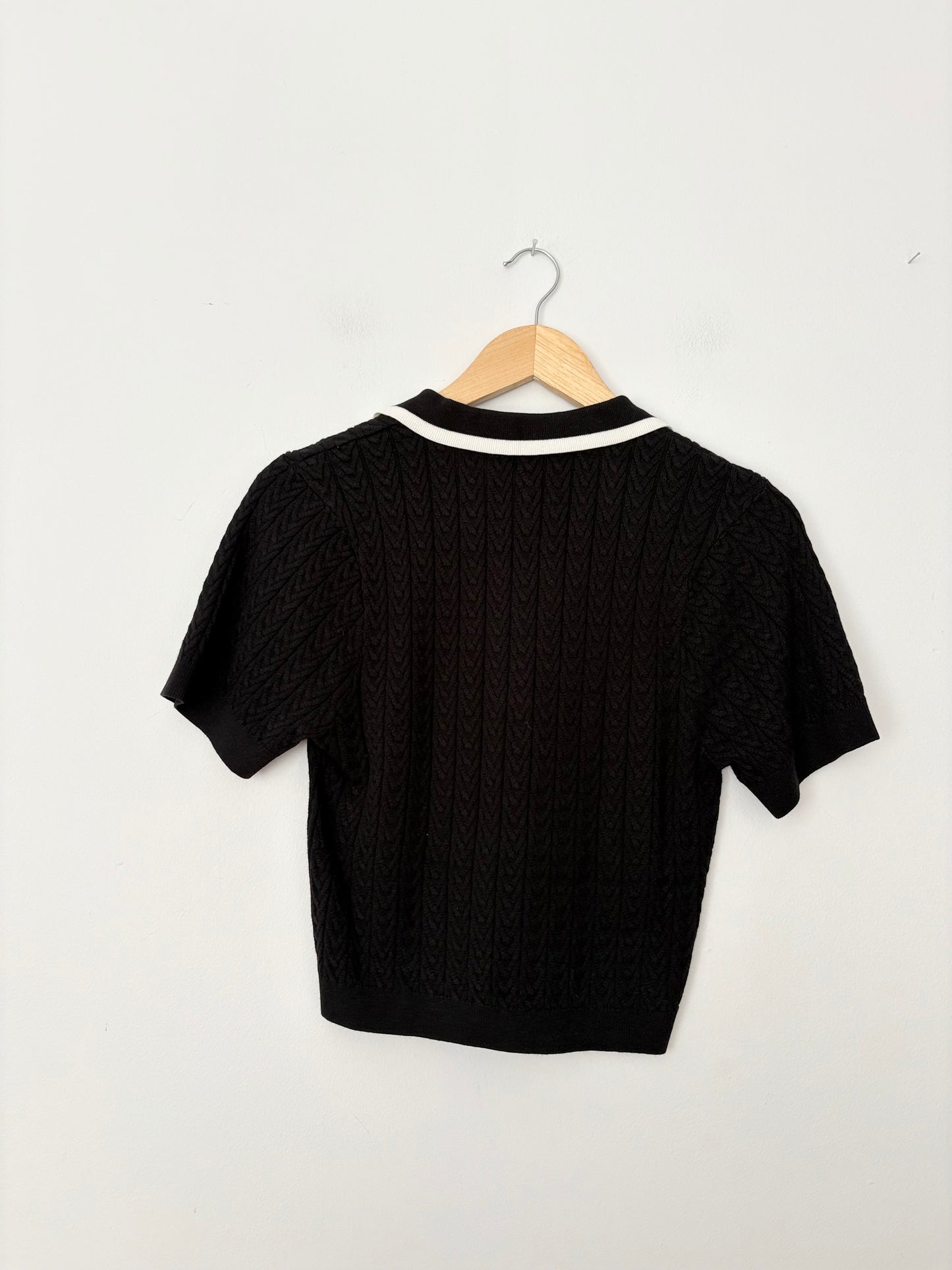 IVL Collective cable knit cropped polo Medium