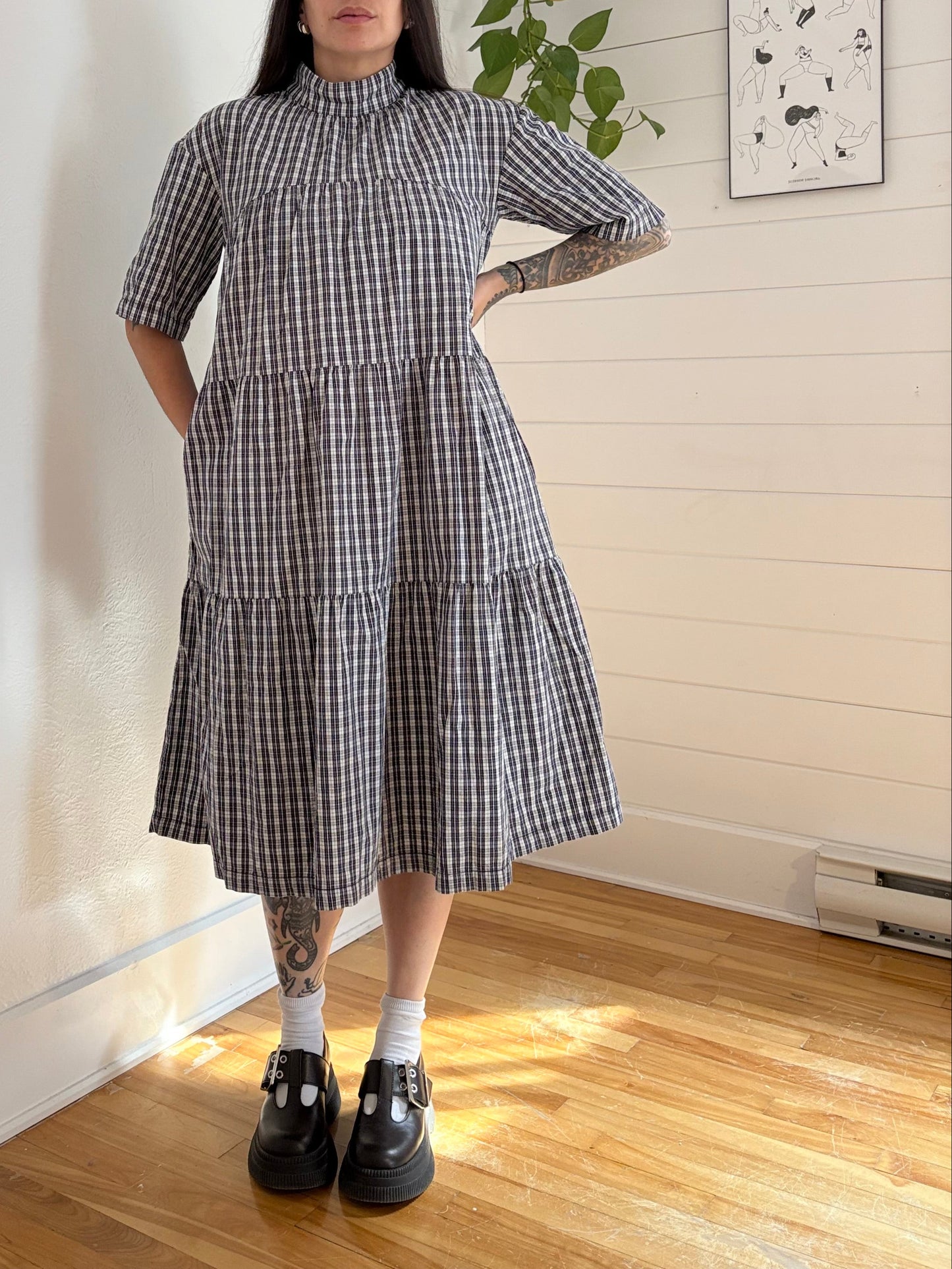 Everlane tiered mockneck midi dress Small