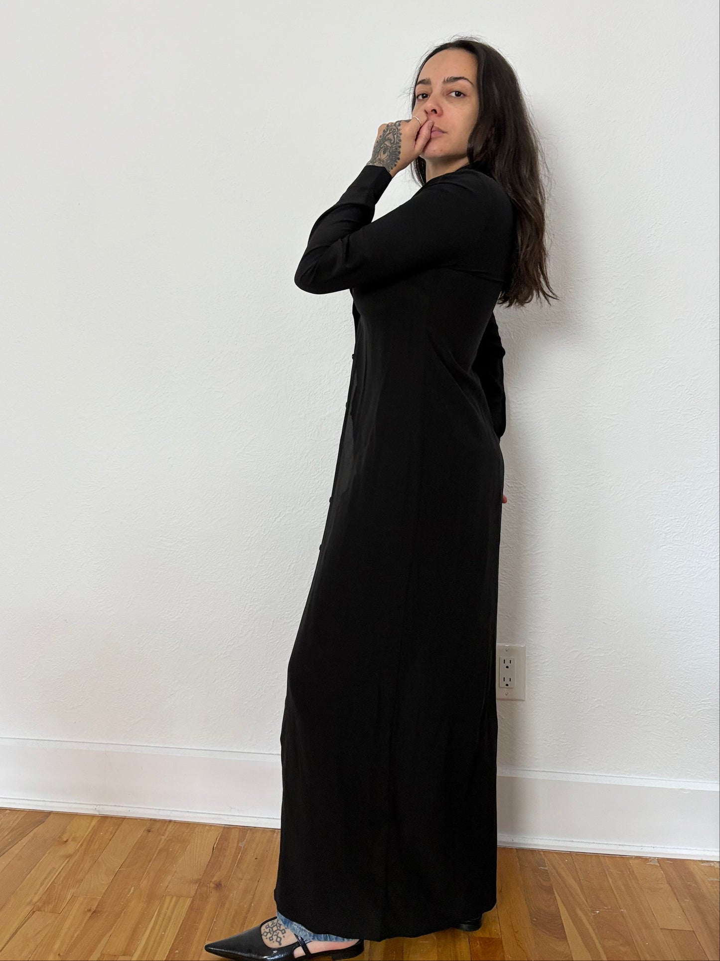 The kooples silk maxi shirt dress XS/S