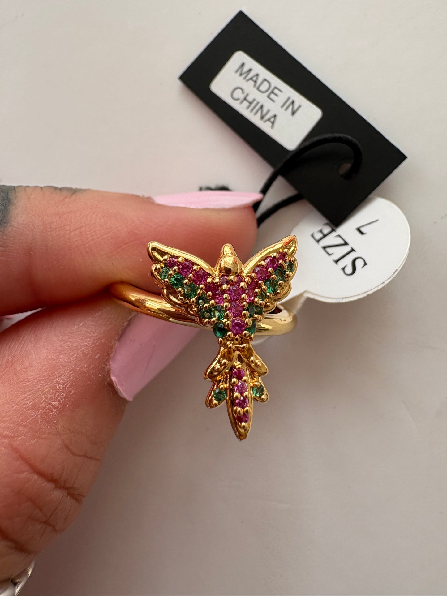 Noir NYC butterfly CZ gold plated ring