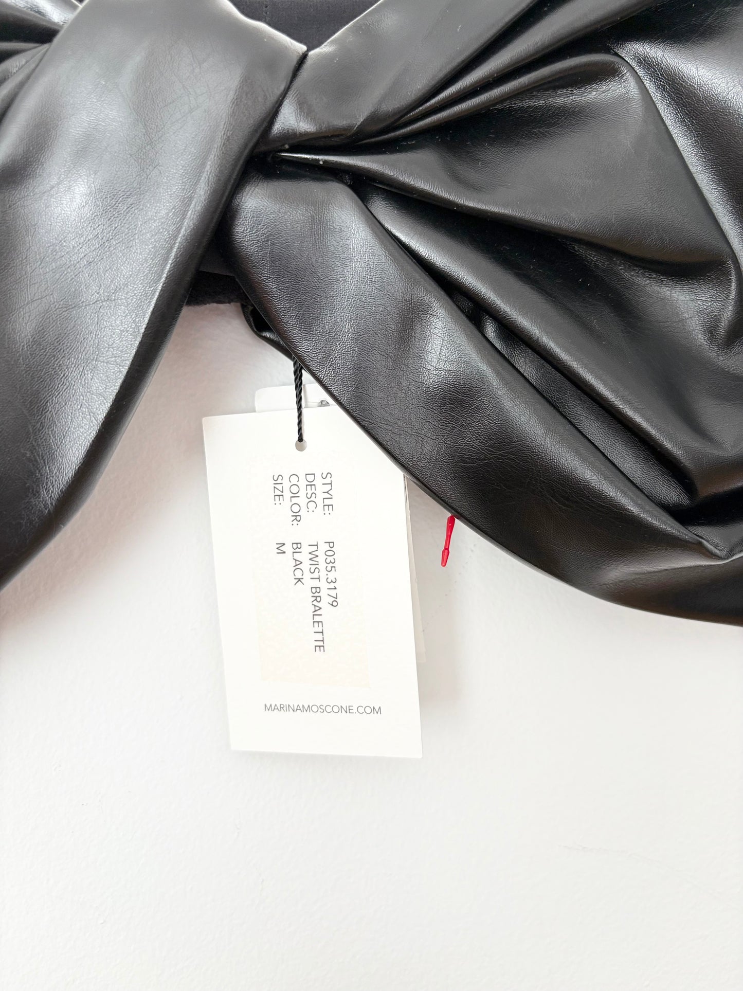 Brassière torsadée en cuir vegan doublée de soie Marina Moscone S/M