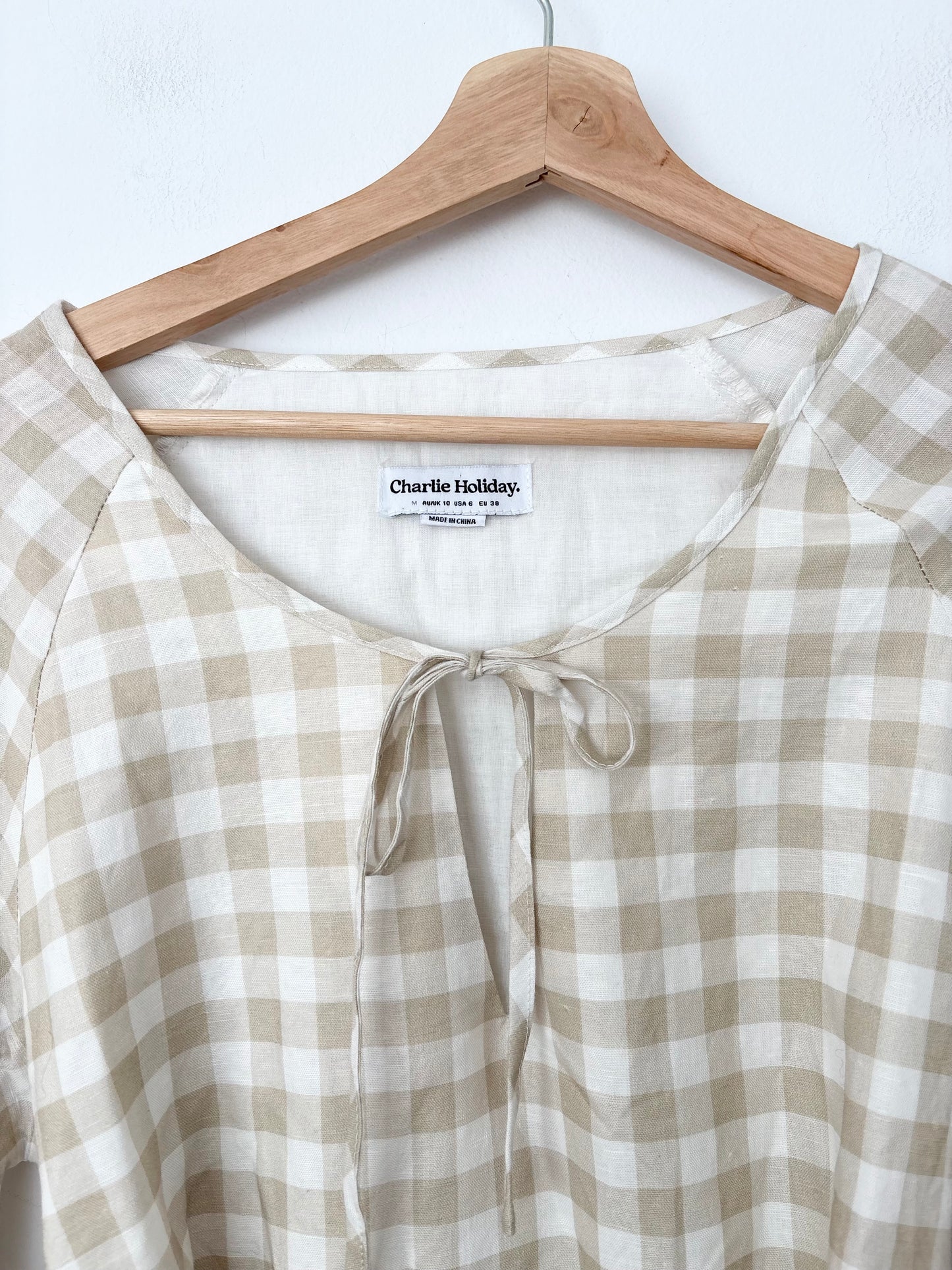 Robe Charlie Holiday Lola en lin mélangé à carreaux vichy, taille moyenne
