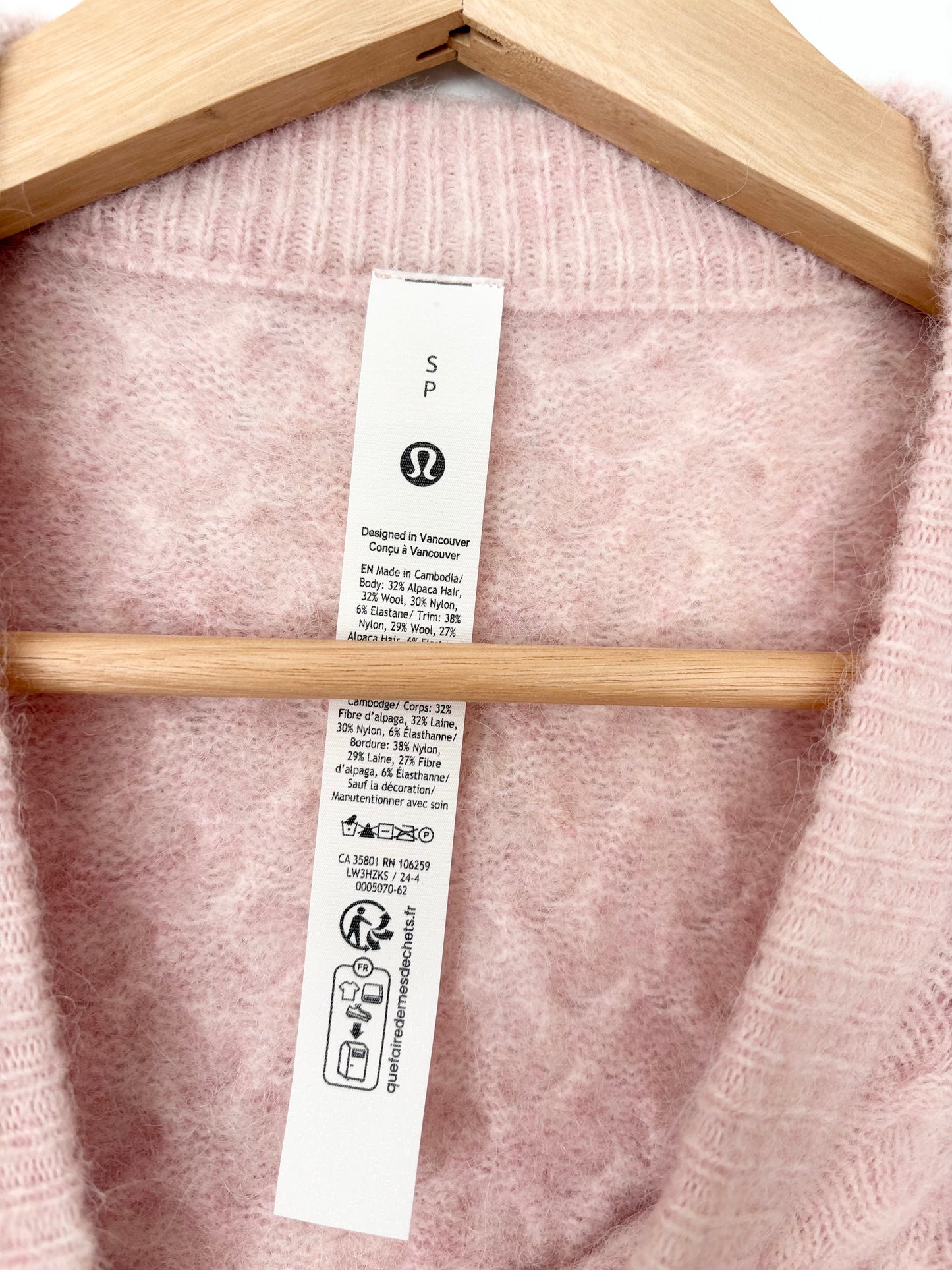 Lululemon alpaca wool-blend crosshatch sweater Small