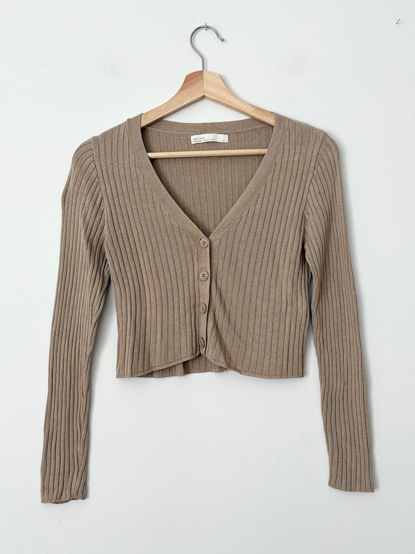 Oak + Fort ribbed crop cardigan XS