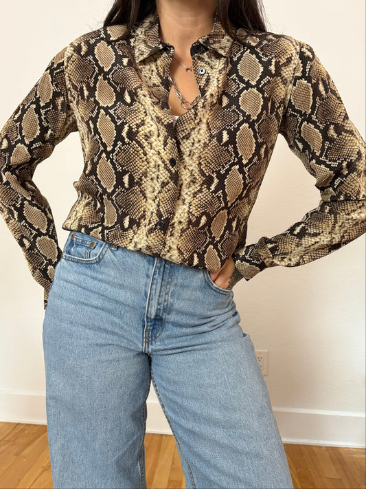 The kooples silk python button up shirt S/M