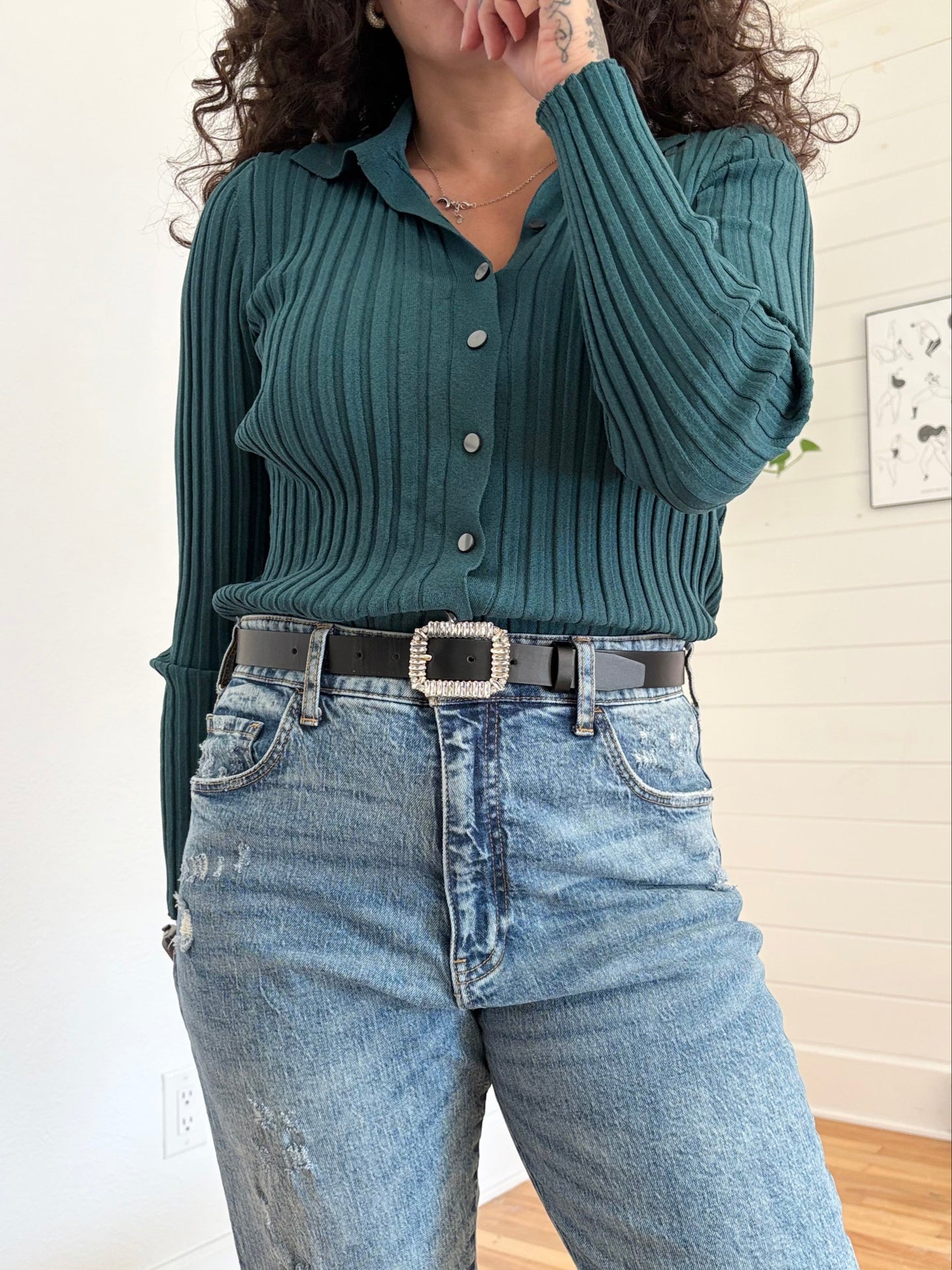 Vince ribbed long sleeve button up cardigan Medium