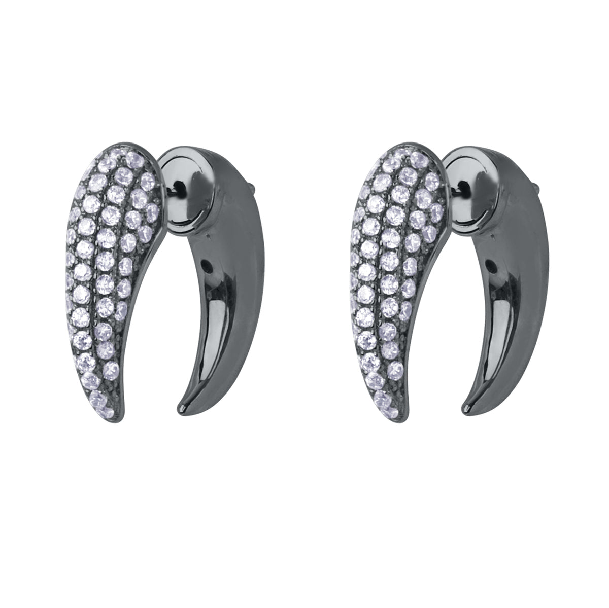 Noir NYC pavé gunmetal horn earrings