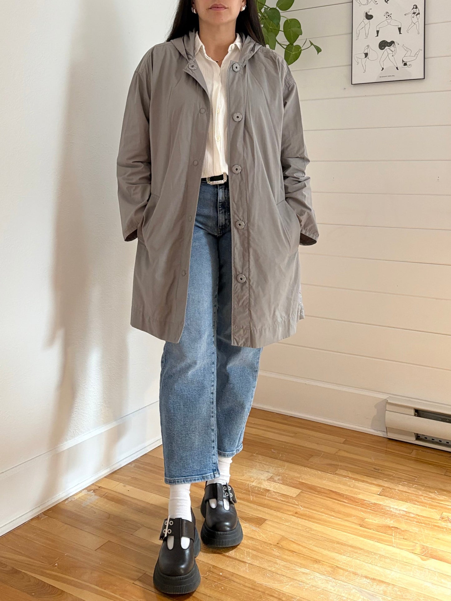 Eileen Fisher hooded raincoat S/M