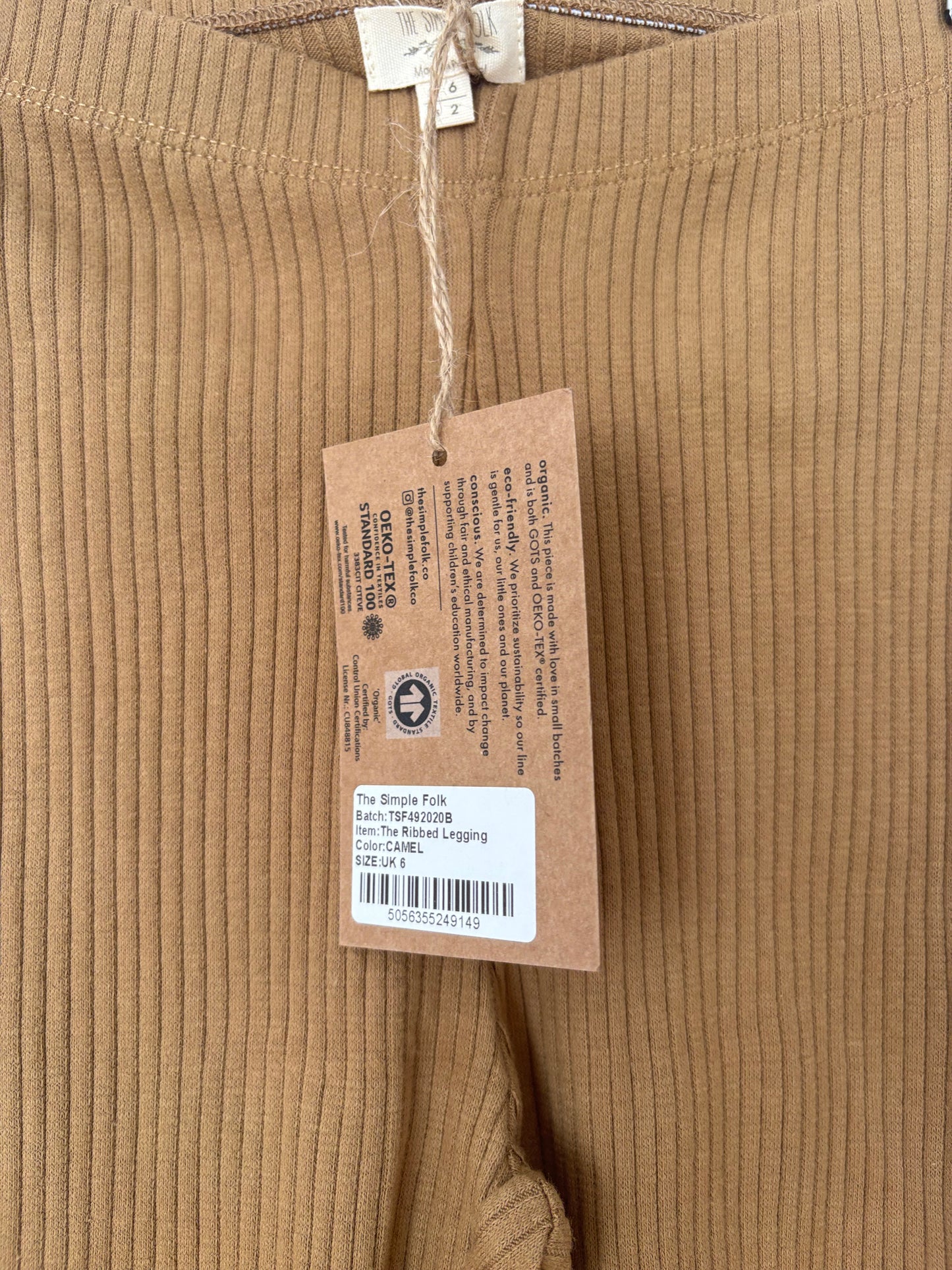 The simple folk ribbed legging in camel US2