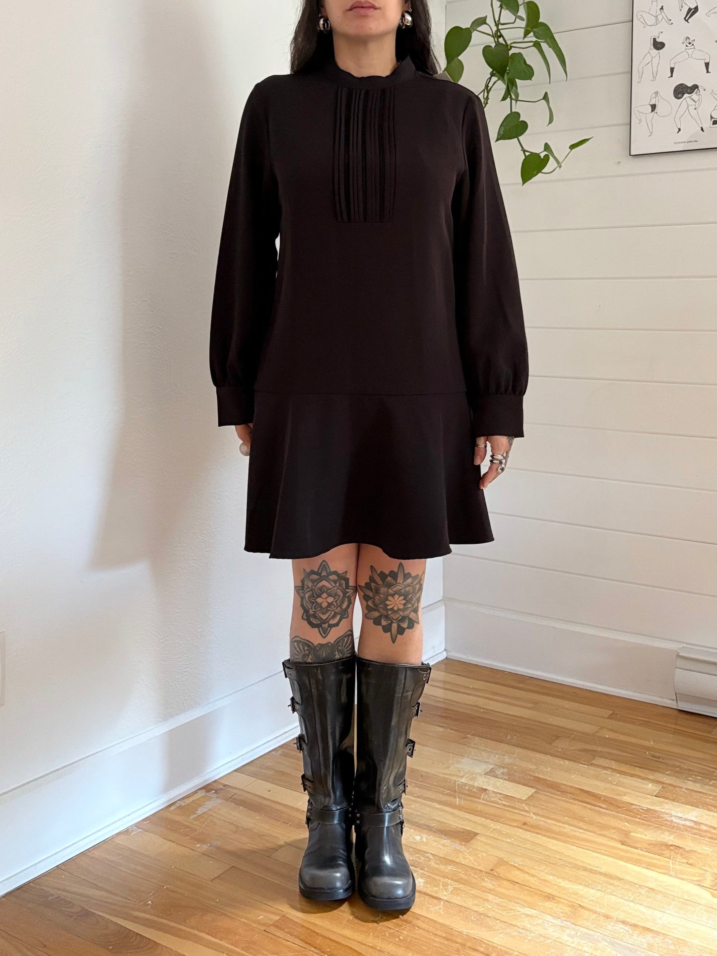 Zara lace insert pintuck dress Medium