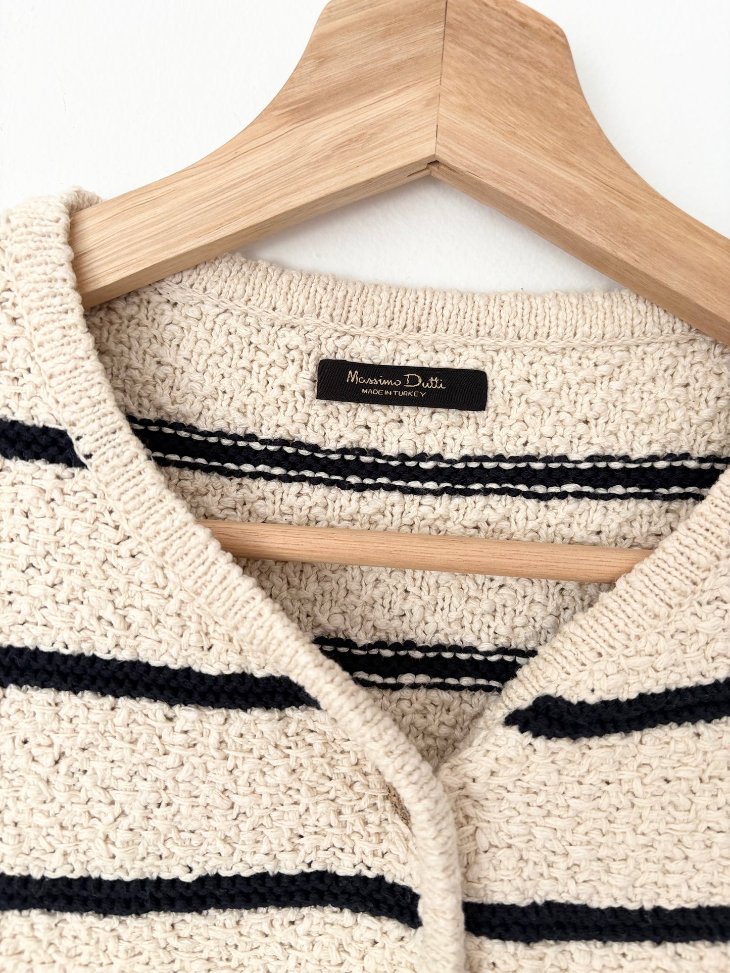 Massimo Dutti stripe textured knit cardigan Medium