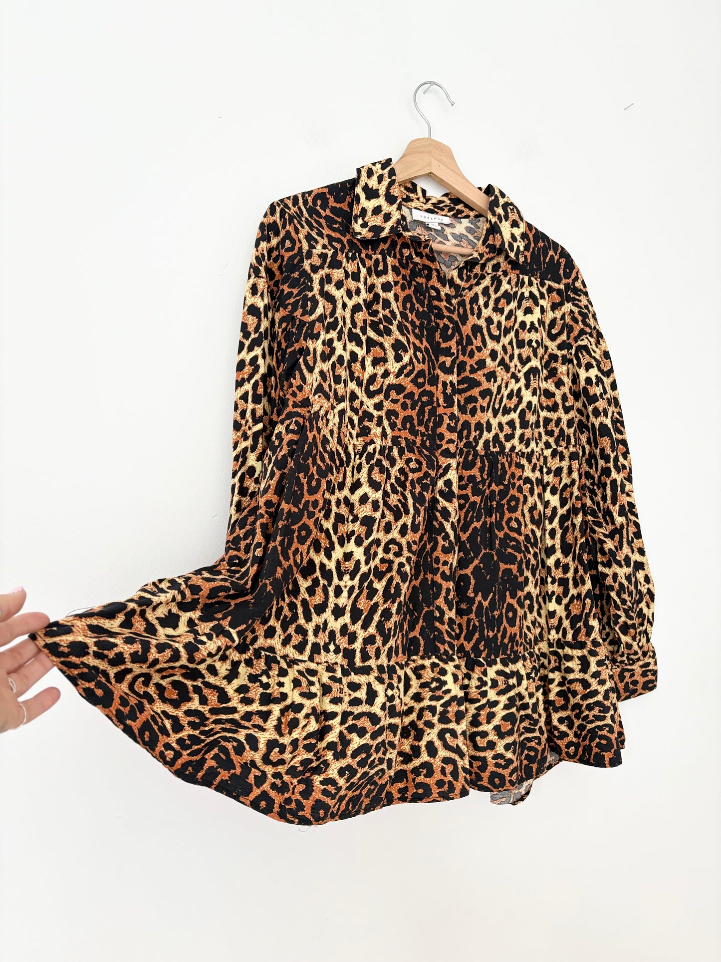 Topshop leopard tiered blouse M/L