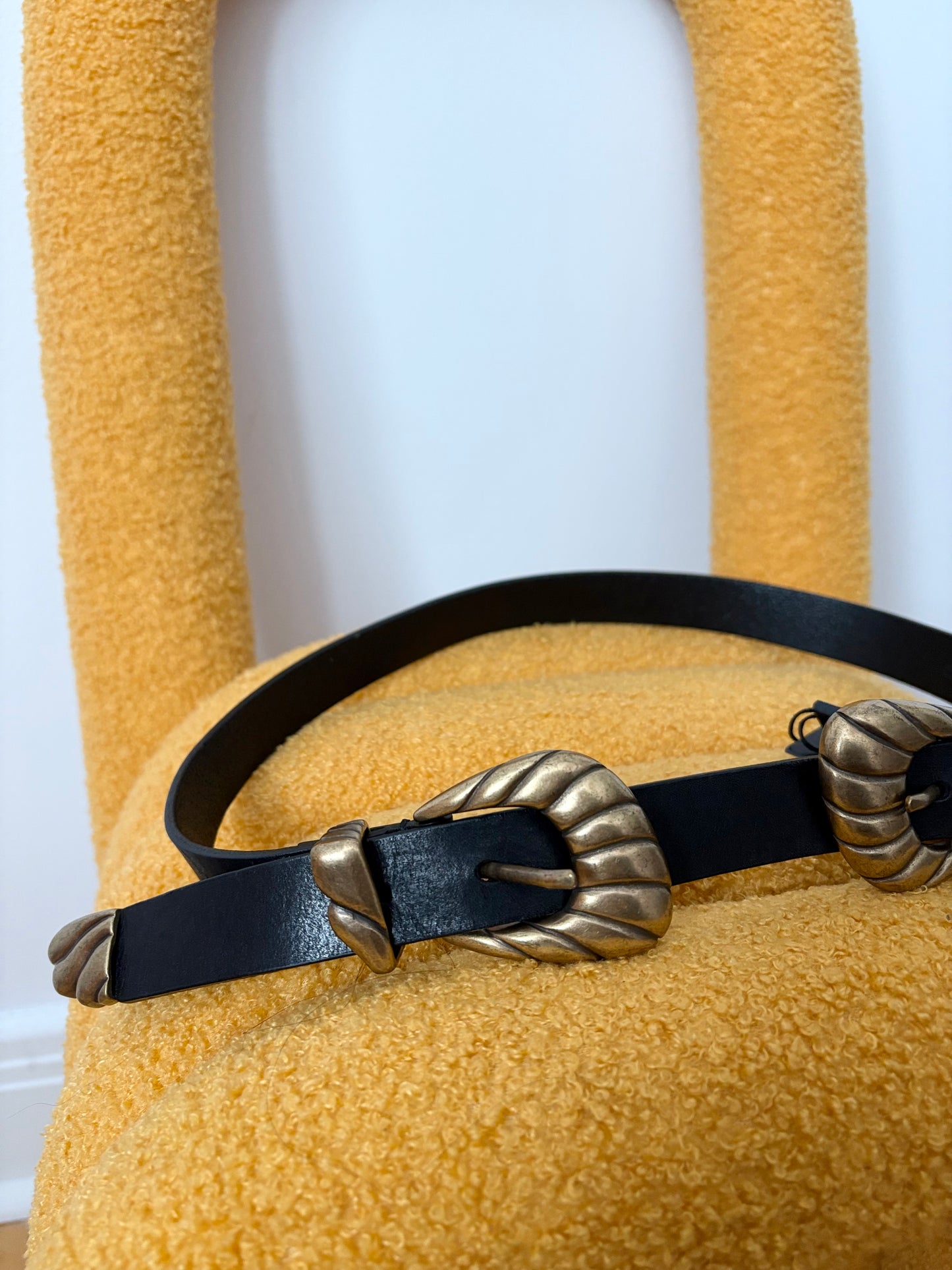 The kooples leather belt with double buckle XS-M
