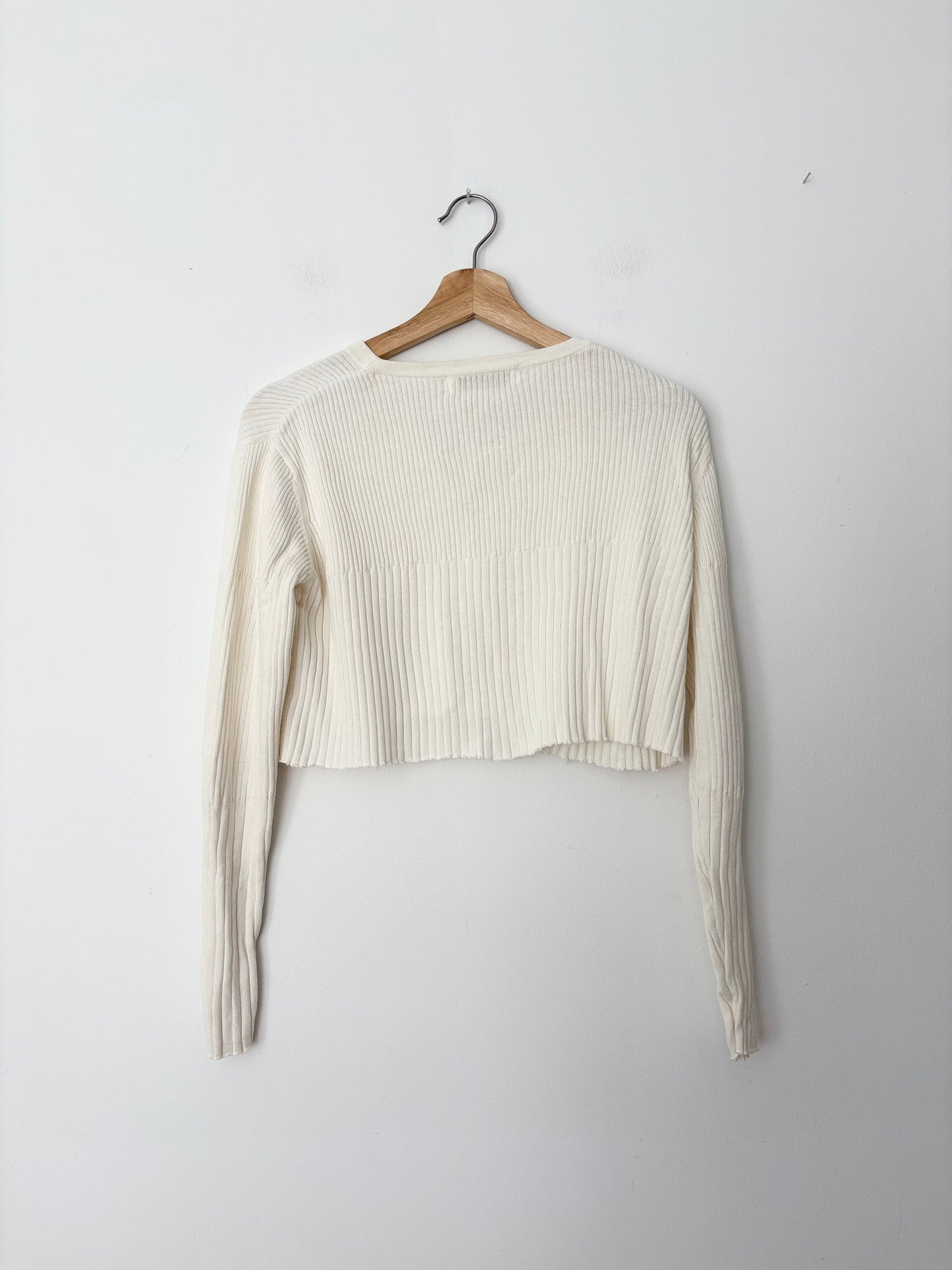 Vintage André Christian crop ribbed cardigan Medium