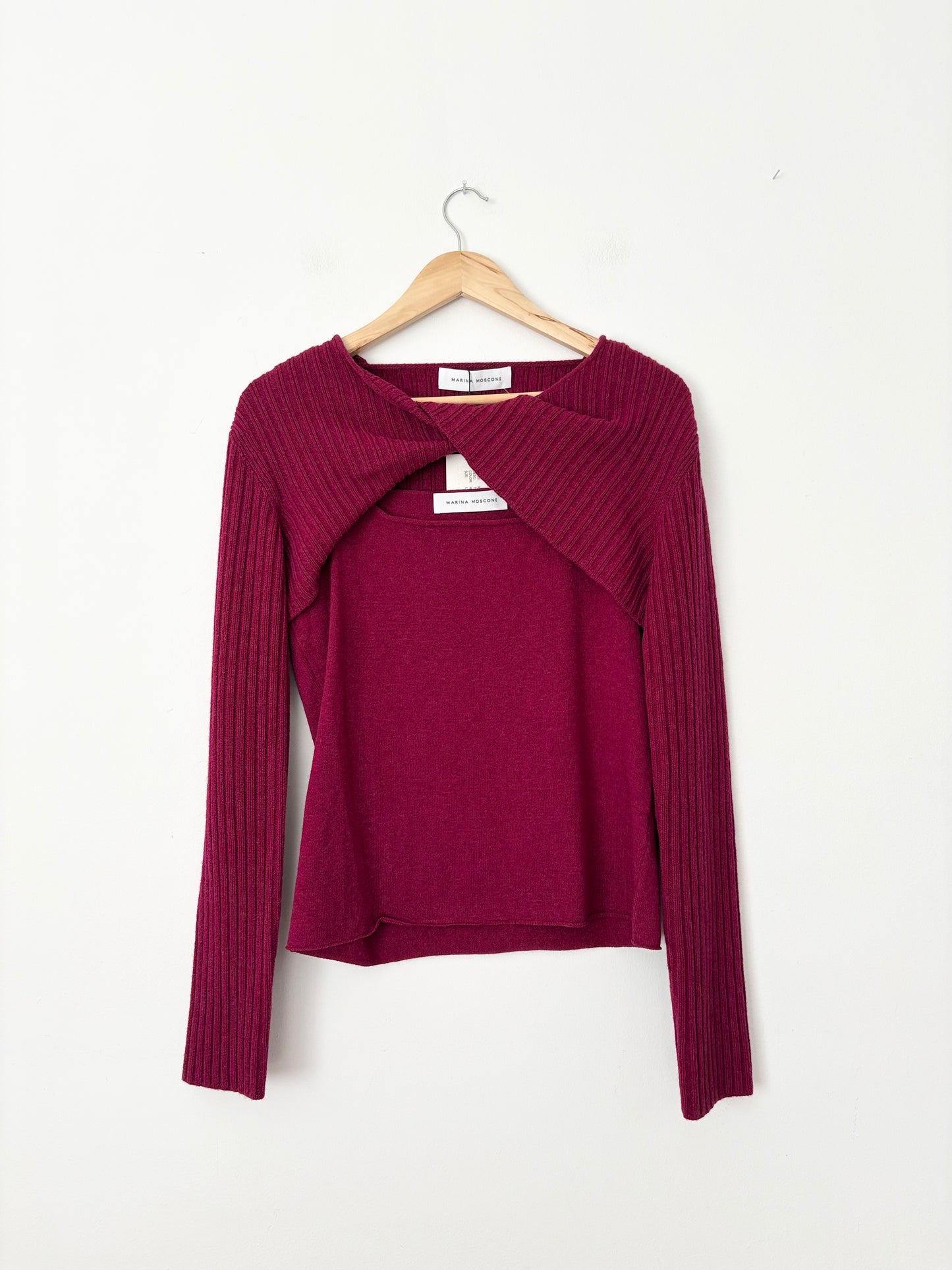 Marina Moscone cashmere two tier twisted sweater Large