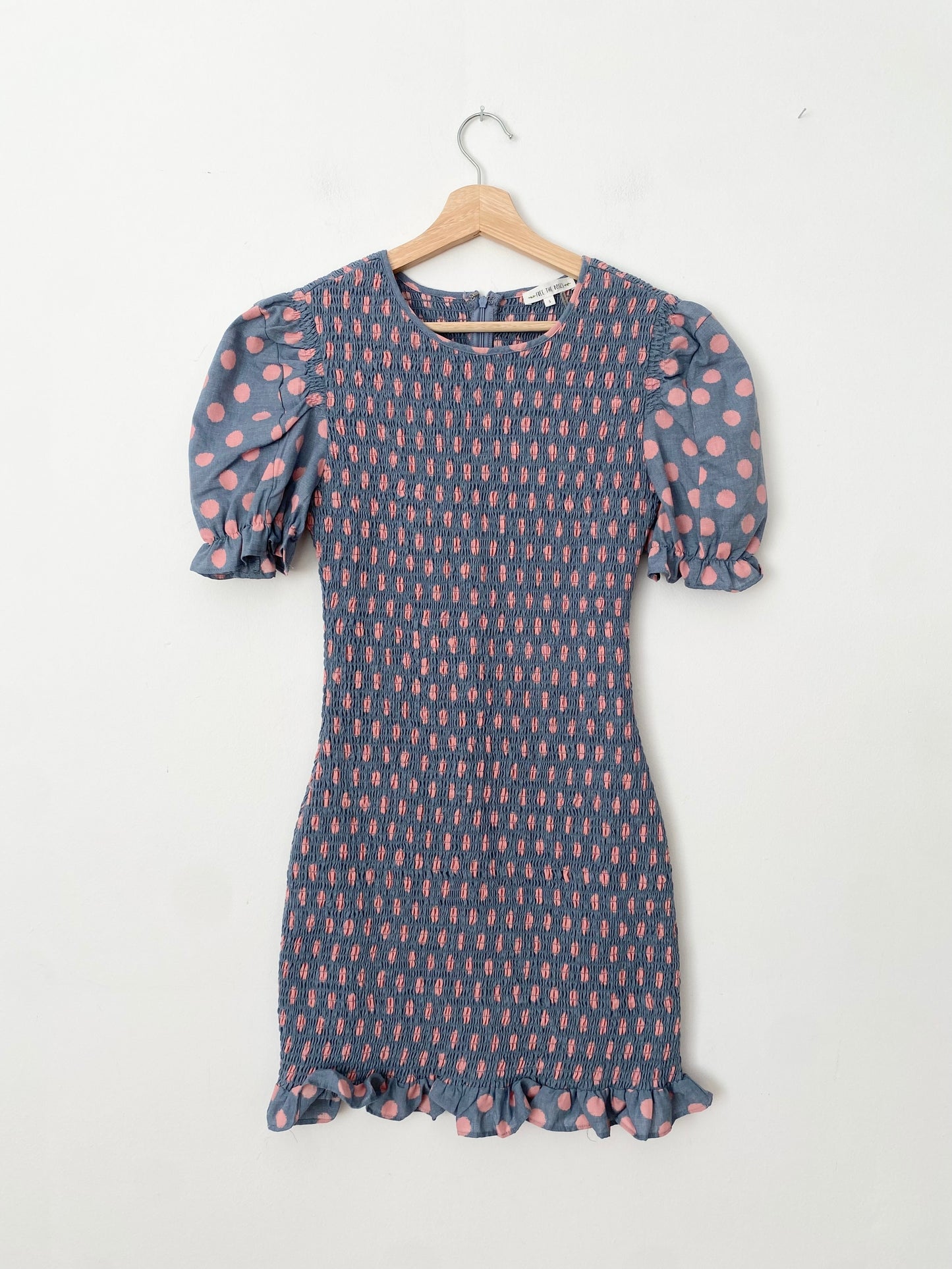 Free the roses Anthropologie smocked polka dot dress S/M
